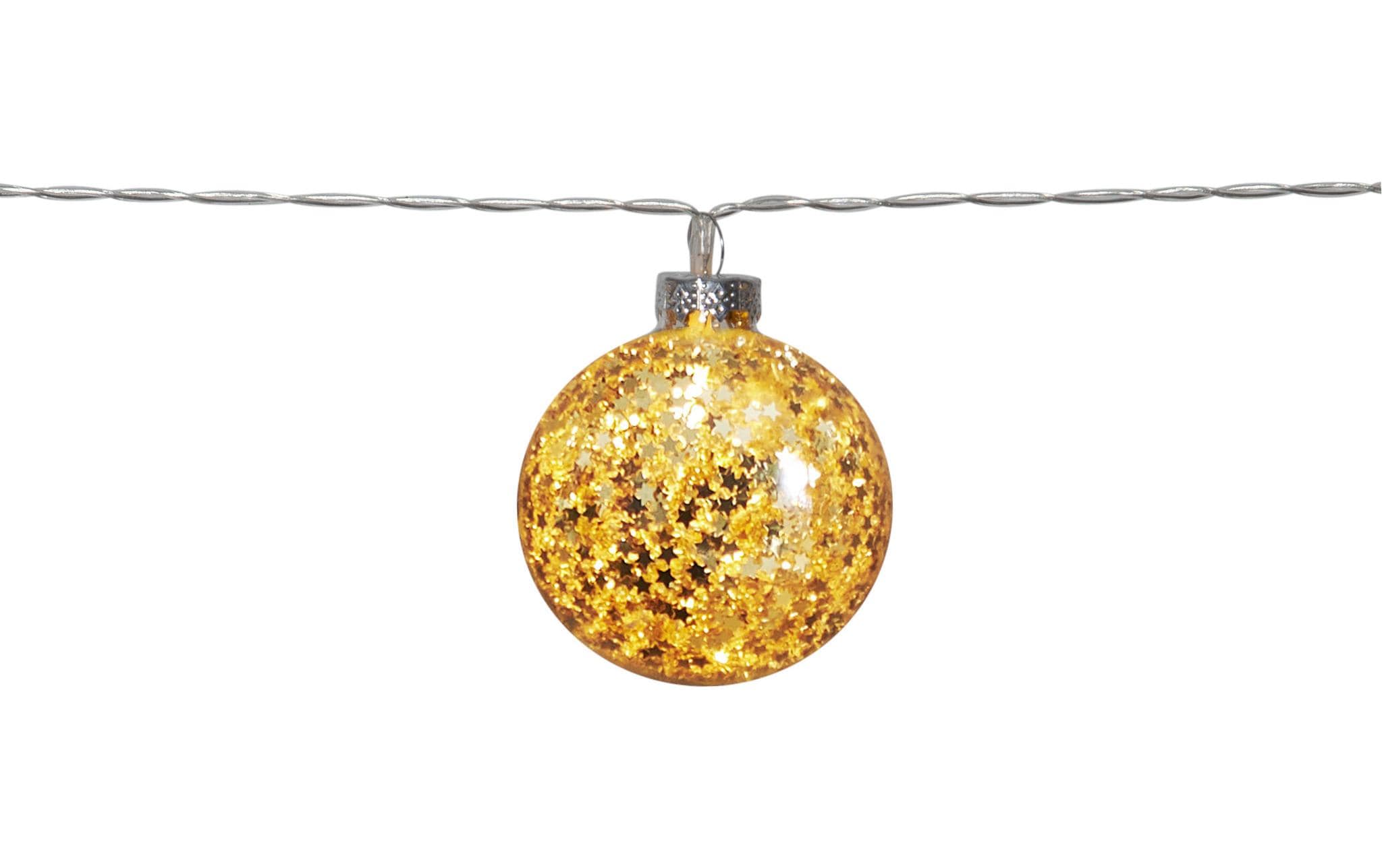 Star Trading LED-Lichterkette Glitter, 1.3 m, 10 LEDs, Gold – Lichterkette batteriebetrieben von Star Trading
