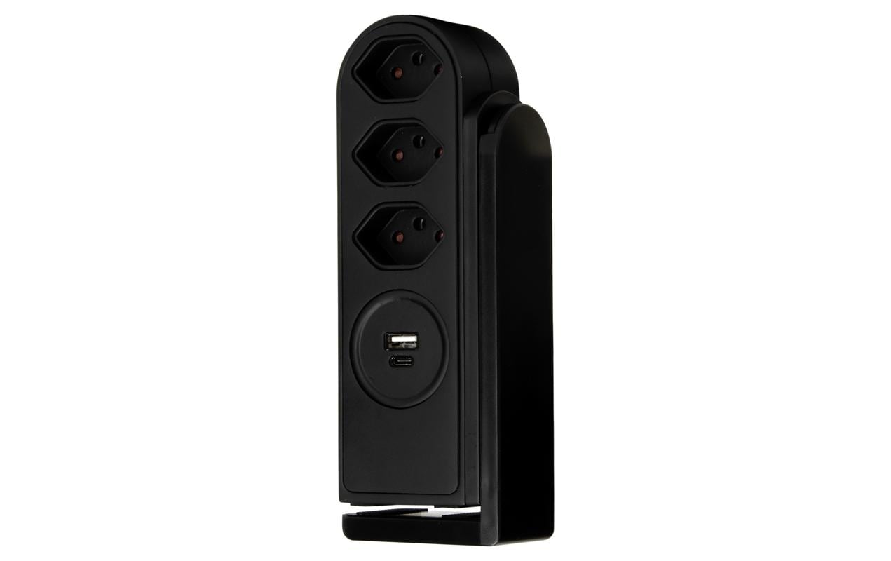 STEFFEN Tischsteckdosenleiste Clamp 3x T13, USB-A+C, Schwarz – Tischsteckdosenleiste von STEFFEN