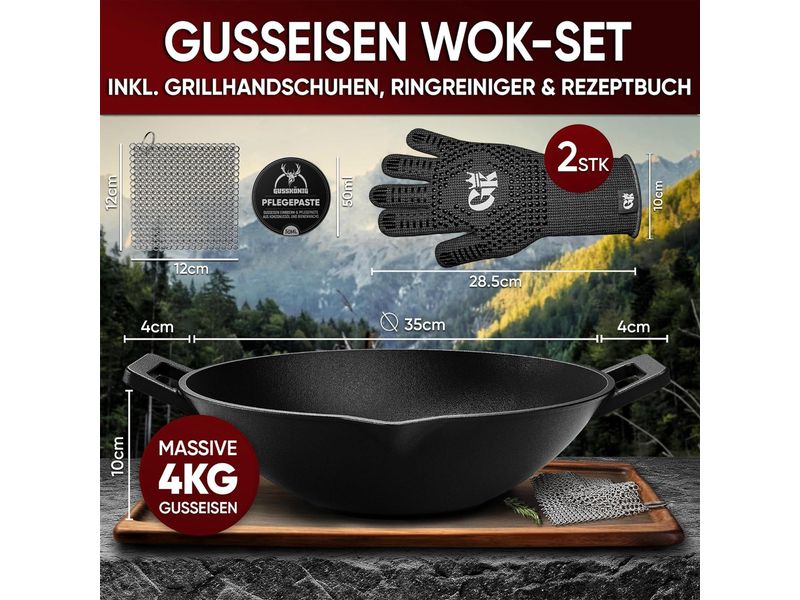 Wokpfanne 36 cm mit Pflegepaste