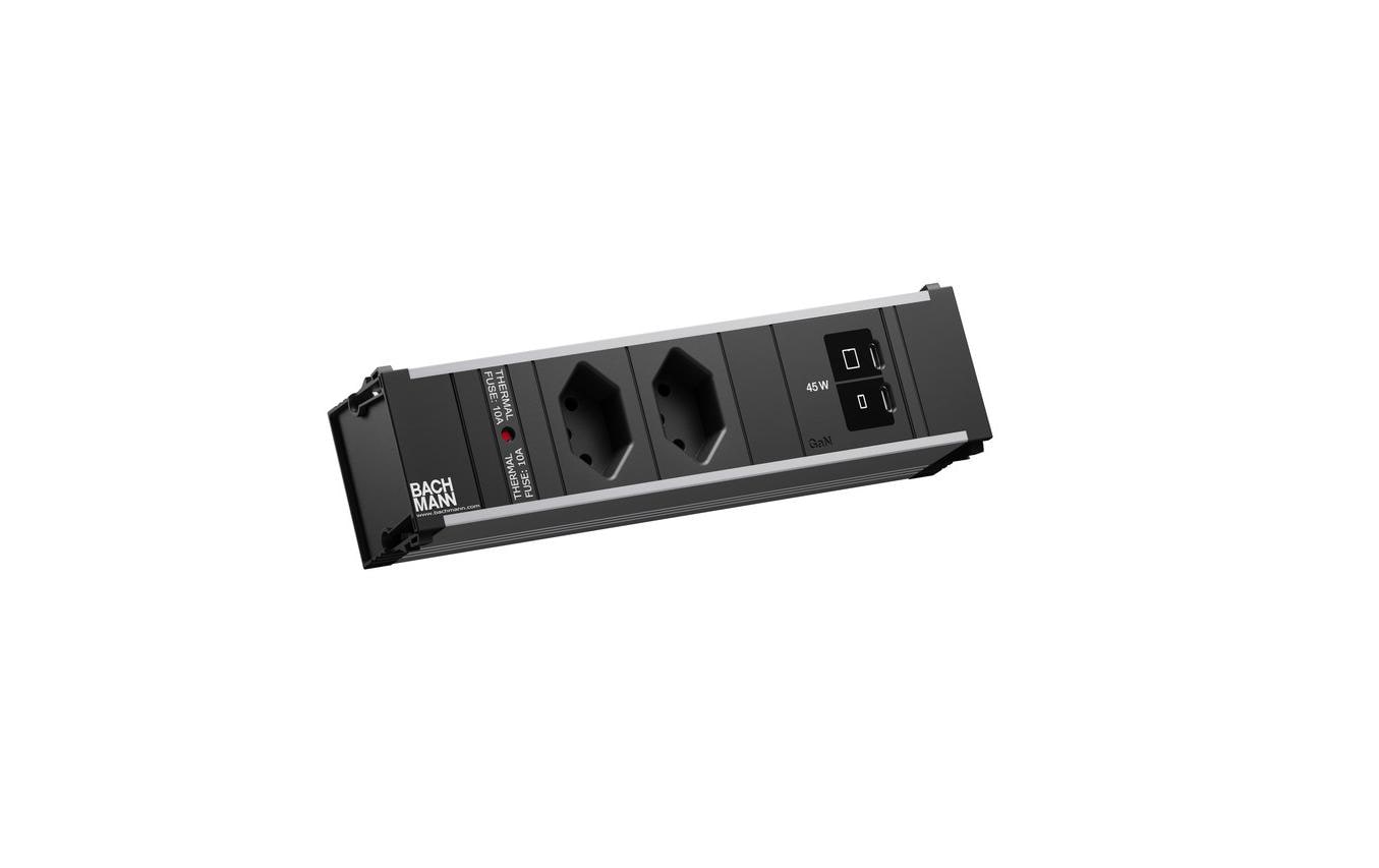 Bachmann Einbausteckerleiste CONI S 2xT13 1xUSB C/C 45W 0.2m schwarz