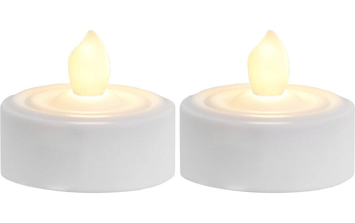 Star Trading LED Teelichter Set Paulo Ø 3.6 x 2.9 cm, Weiss, 2 Stk – LED-Teelichter mit Timer von Star Trading