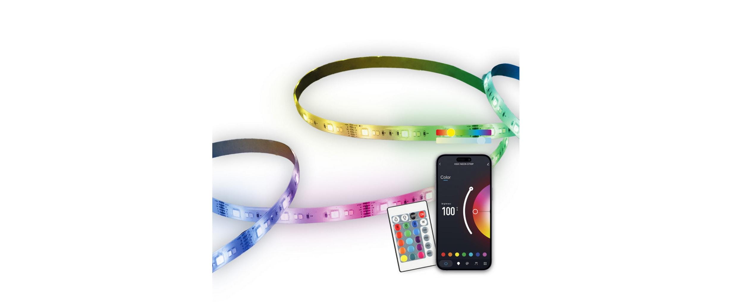 KSiX Led Stripe SmartLED 5 m 1800 lm 36 W Grau – Smarter LED-Streifen RGB mit Netzteil von KSiX