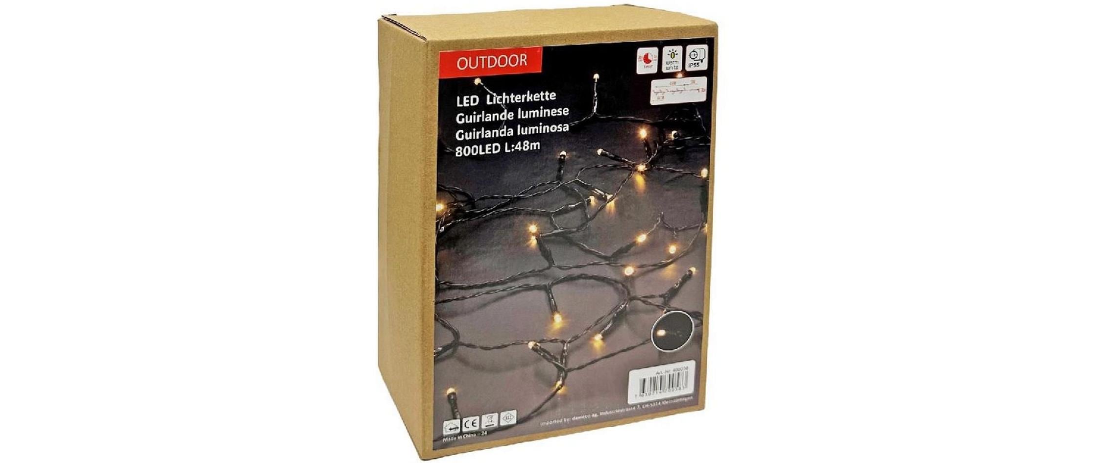 Dameco LED Outdoor Lichterkette 800 LED Warm weisses Licht L: 48m