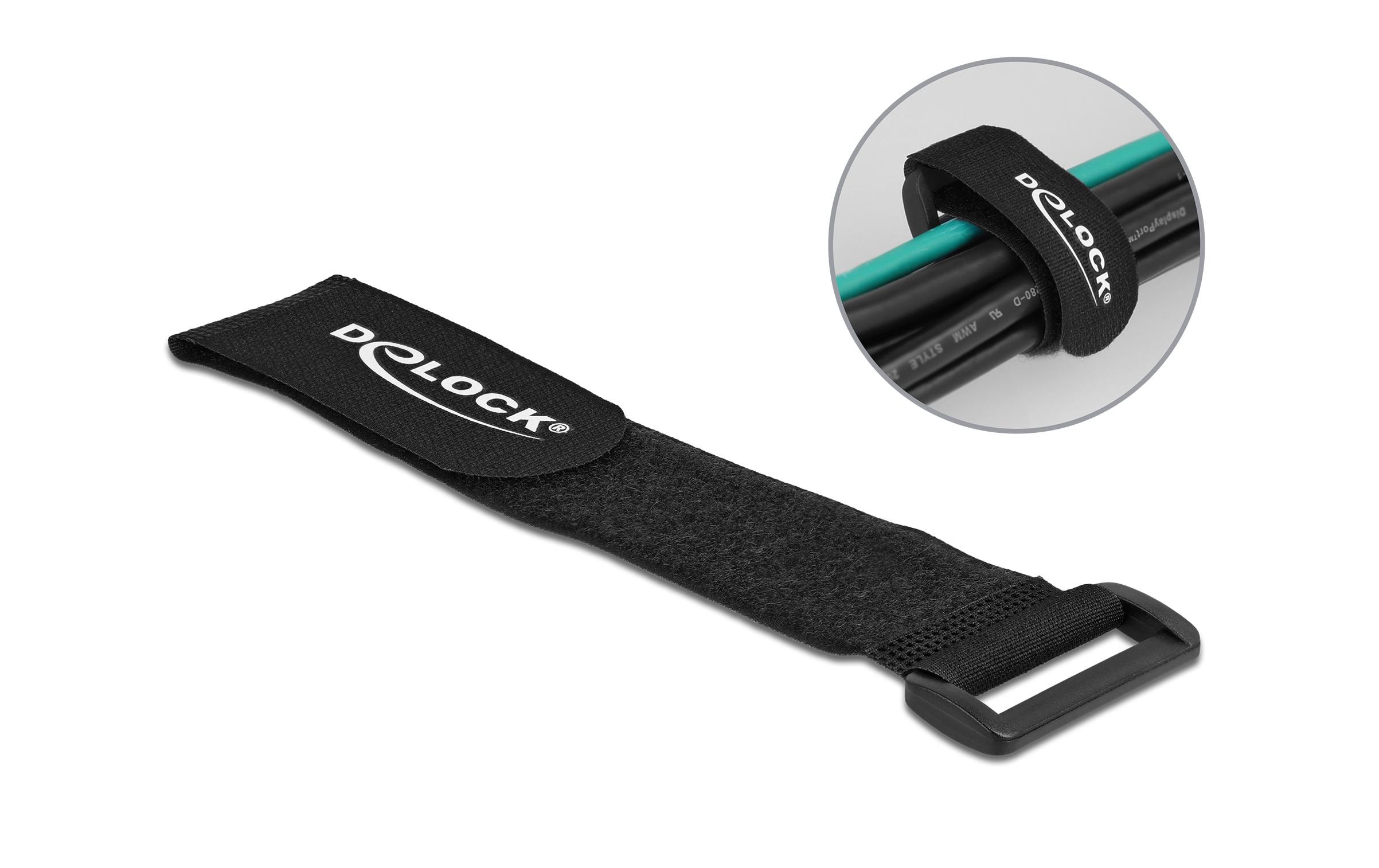 Delock Klettkabelbinder Schwarz 280 mm x 38 mm 3 Stück – Klettkabelbinder von Delock