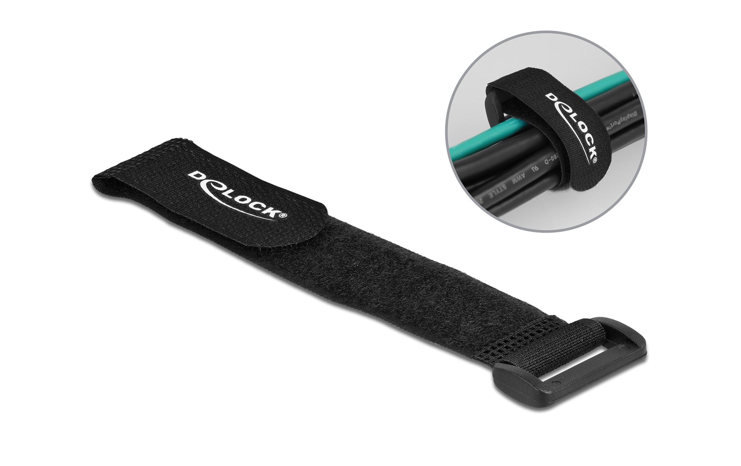 Delock Klettkabelbinder Schwarz 190 mm x 25 mm 5 Stück – Klettkabelbinder von Delock