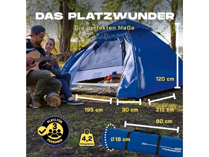 Where Tomorrow 3 Personen Kuppelzelt Blau