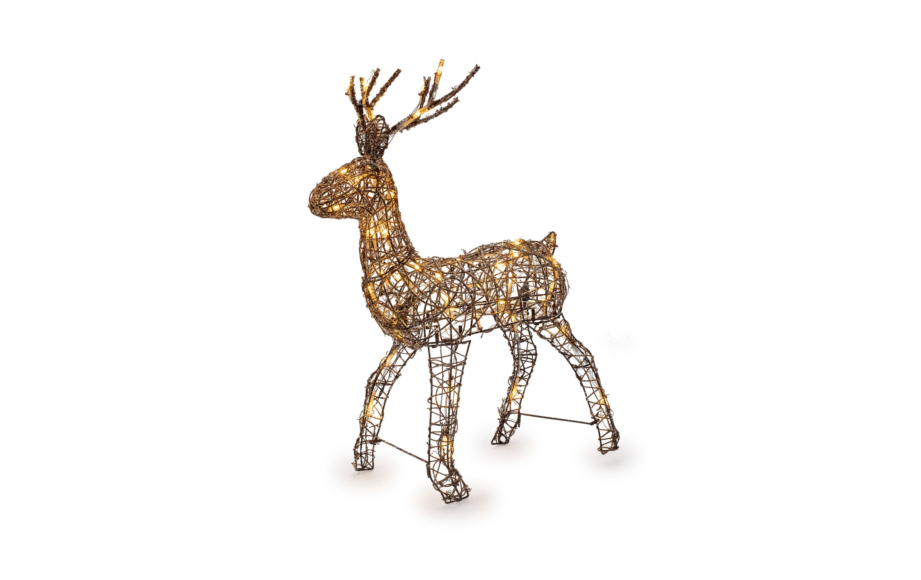 STT LED-Figur Rentier aus Rattan, 70 cm, Braun