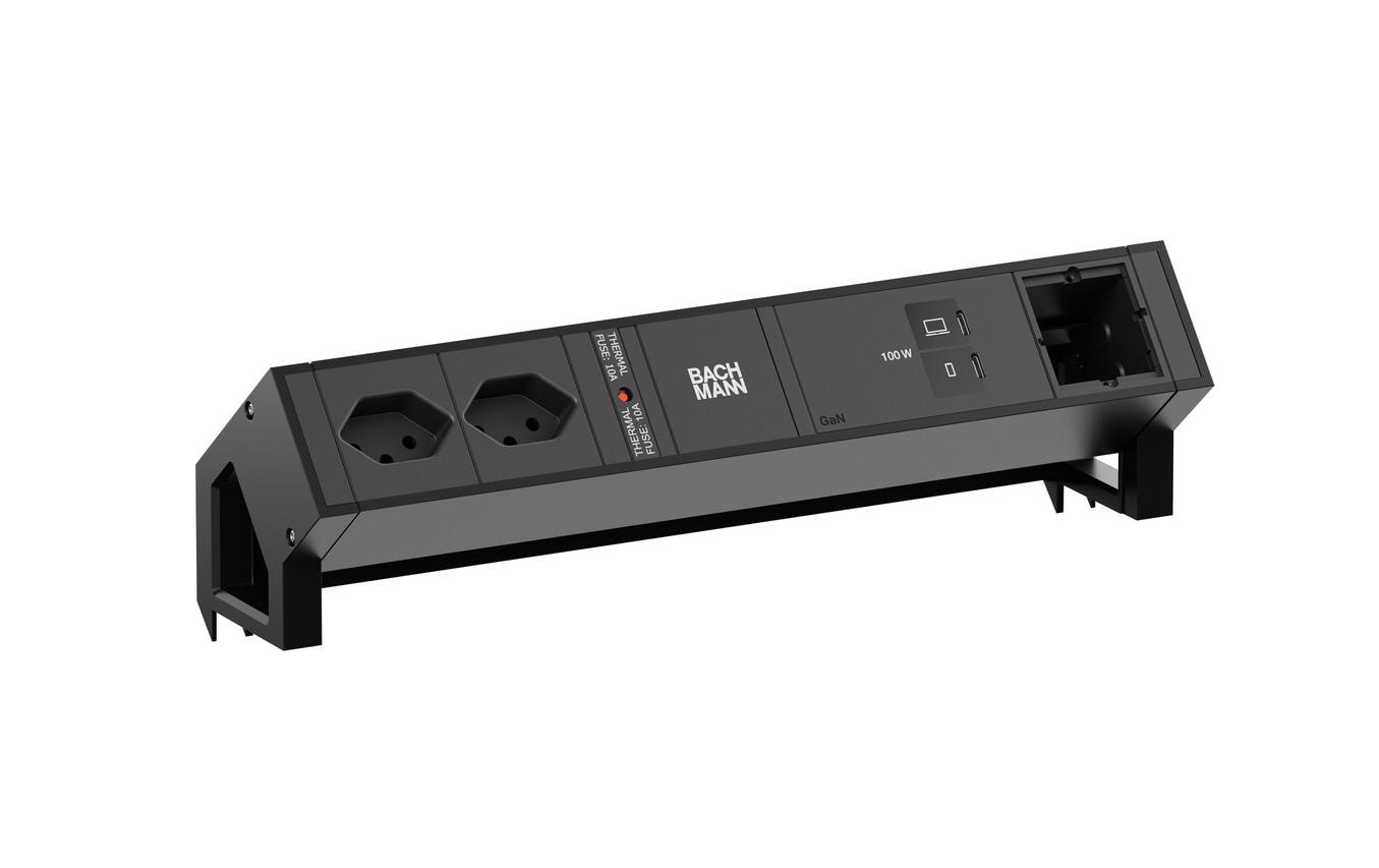 Bachmann Tischsteckdosenleiste DESK2 2xT13 1xUSB C/C 100W 1xCM 0.2m – Tischsteckdosenleiste von Bachmann
