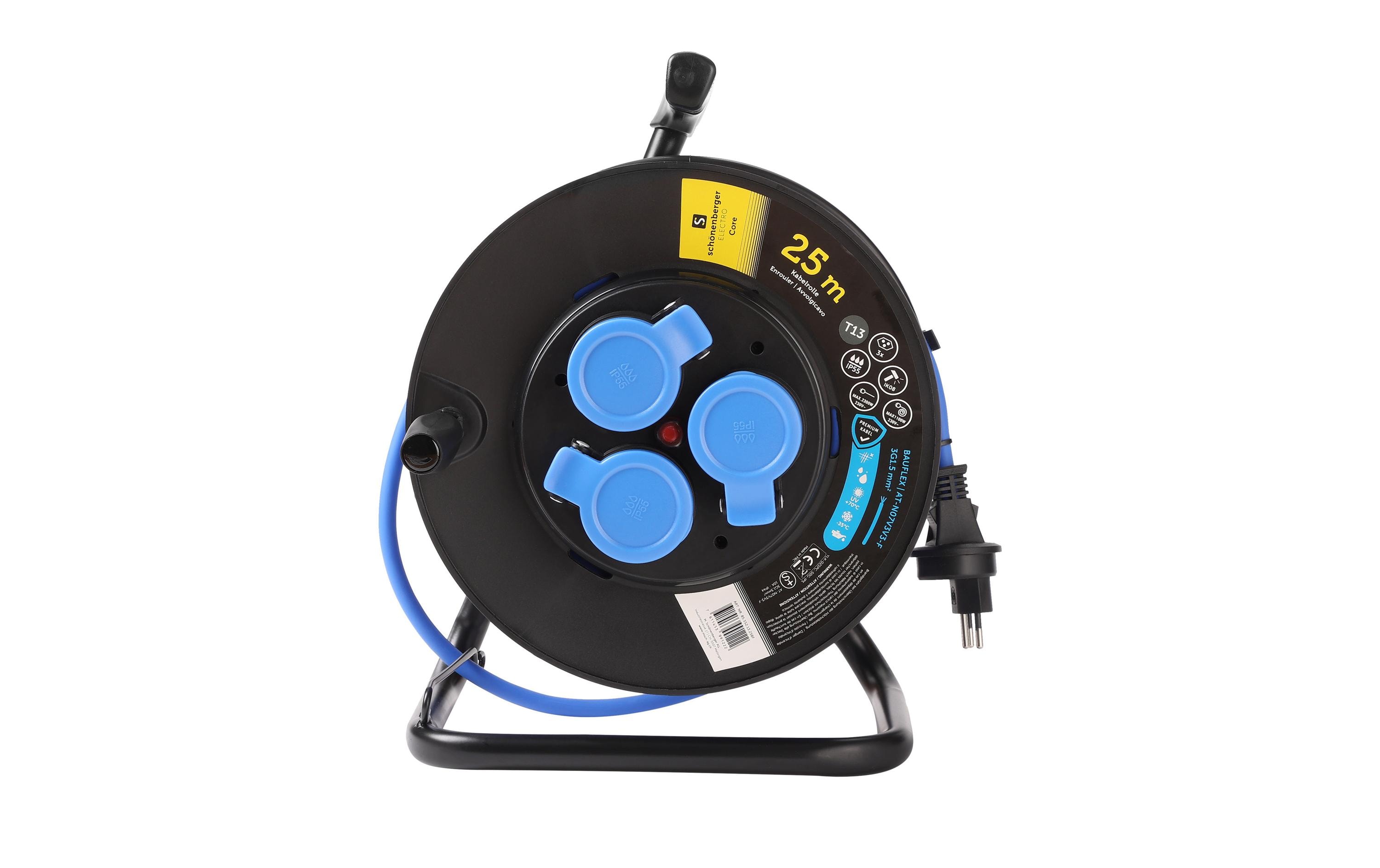Schönenberger Kabelrolle Kunststoff T13 IP55 25m Bauflex 3 x T13