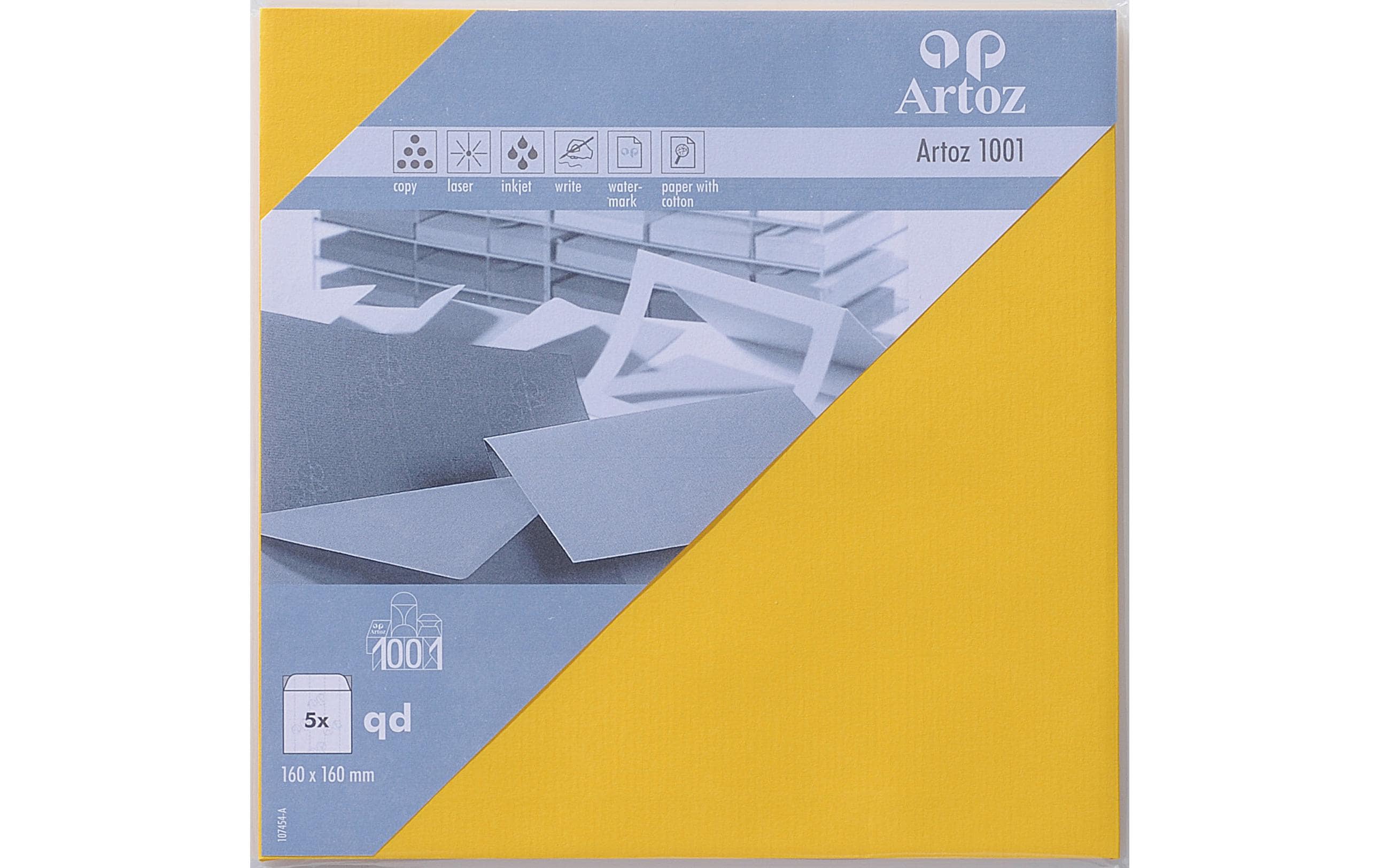 Artoz Couvert 1001, 16 x 16 cm, 5 Stück, Sonnengelb – Couvert von Artoz