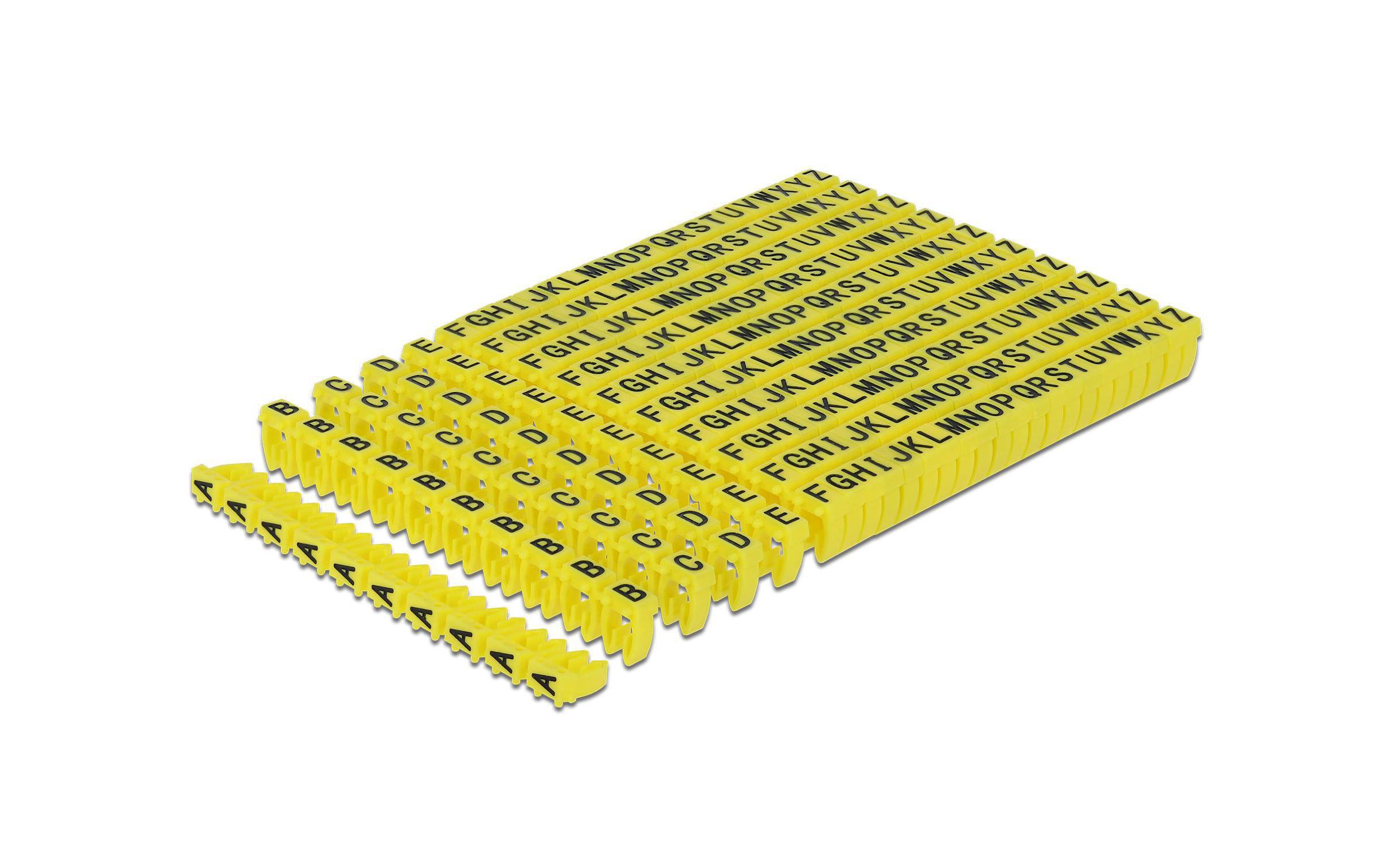 Delock Kabelkennzeichnung Clips A-Z  gelb, 10x 26 Stück – Kabelhalter von Delock