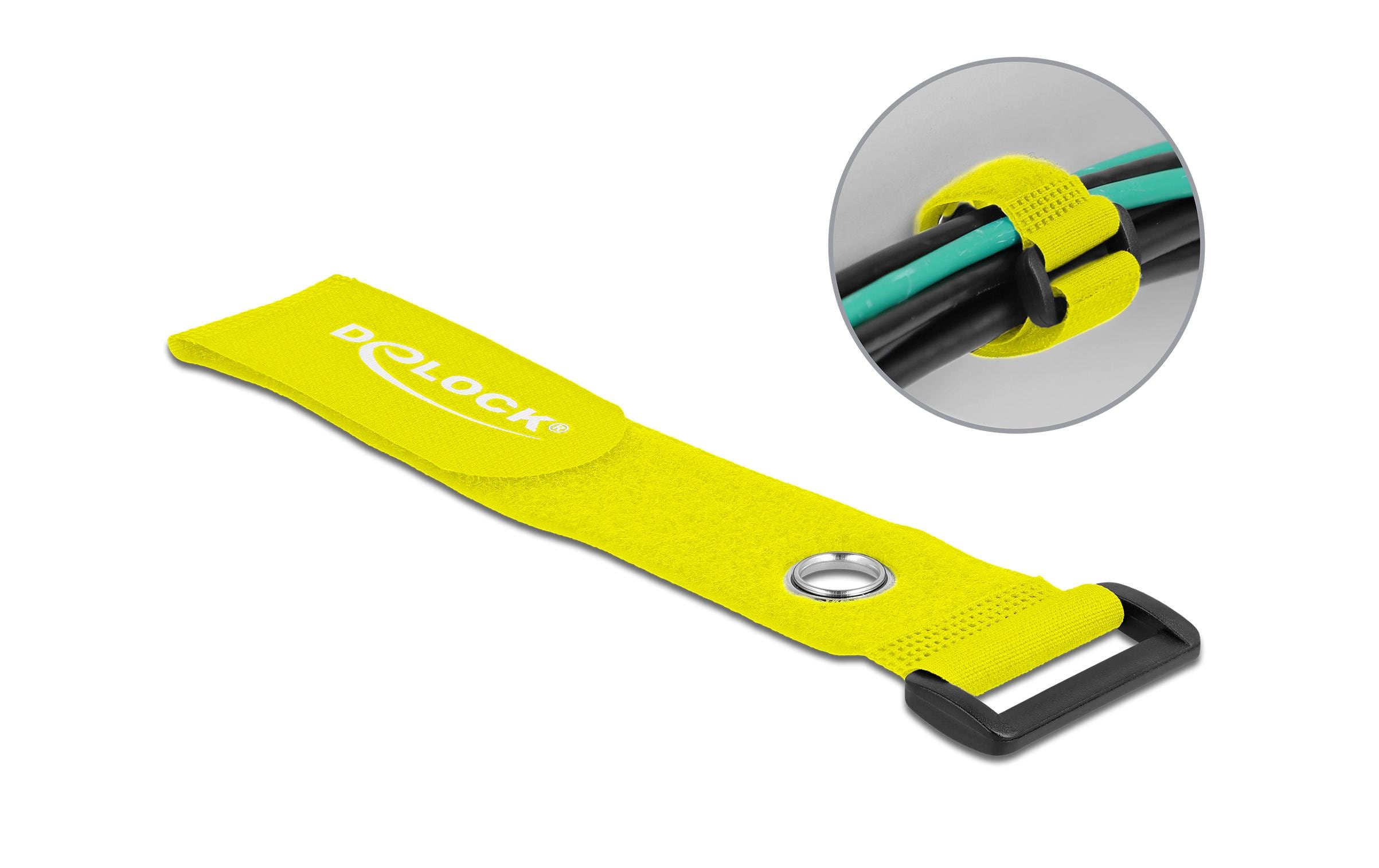 Delock Klettkabelbinder Gelb 280 mm x 38 mm 3 Stück – Klettkabelbinder von Delock
