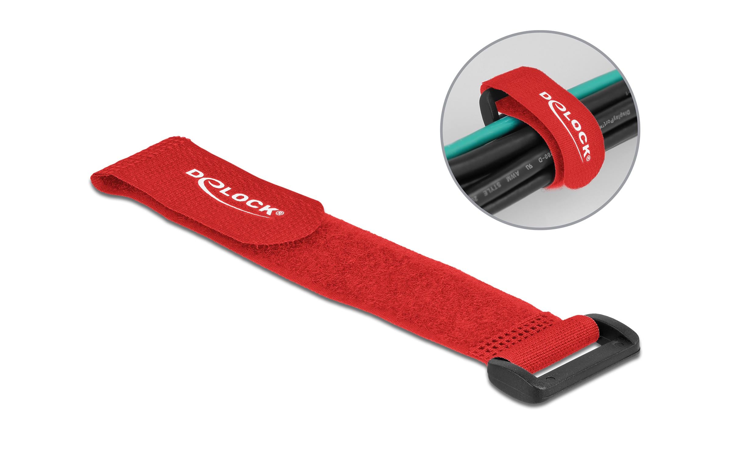 Delock Klettkabelbinder Rot 190 mm x 25 mm 5 Stück – Klettkabelbinder von Delock