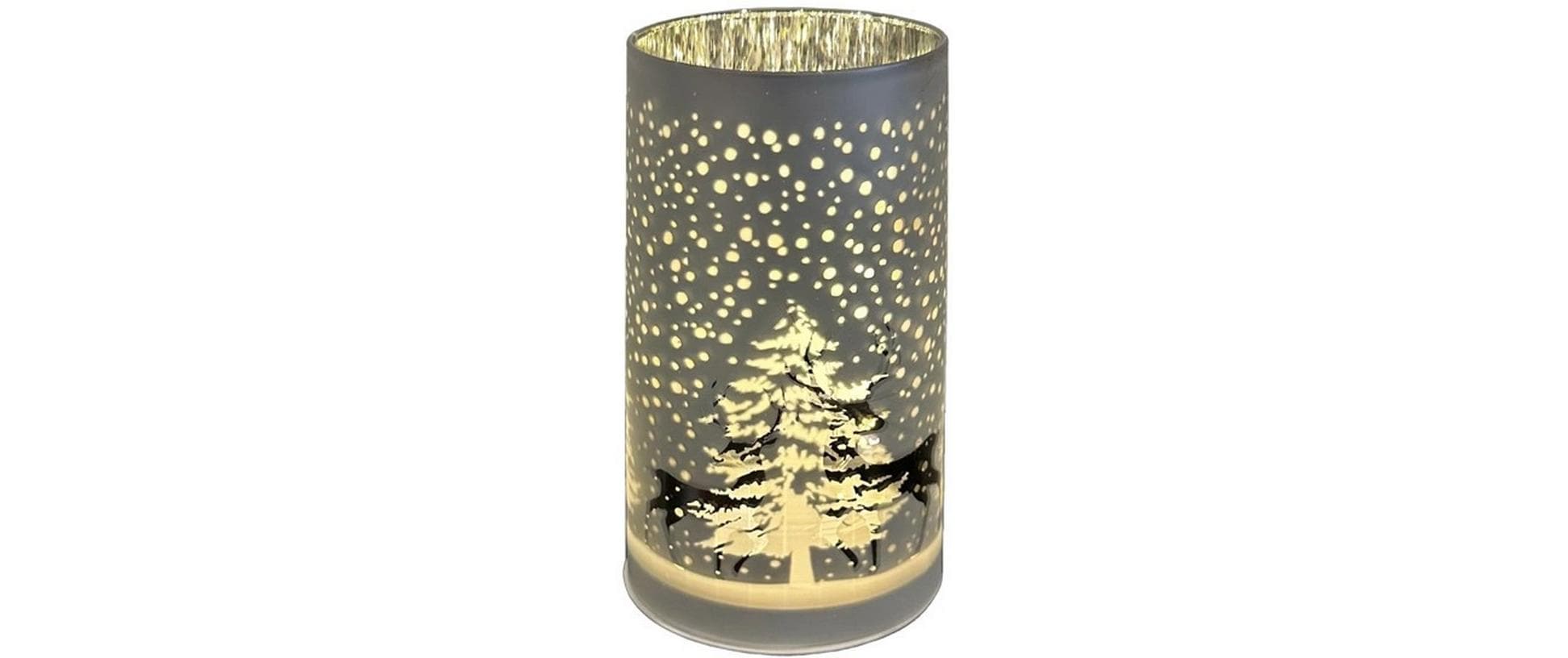 Dameco LED Windlicht Glas Silber Tannenbaum