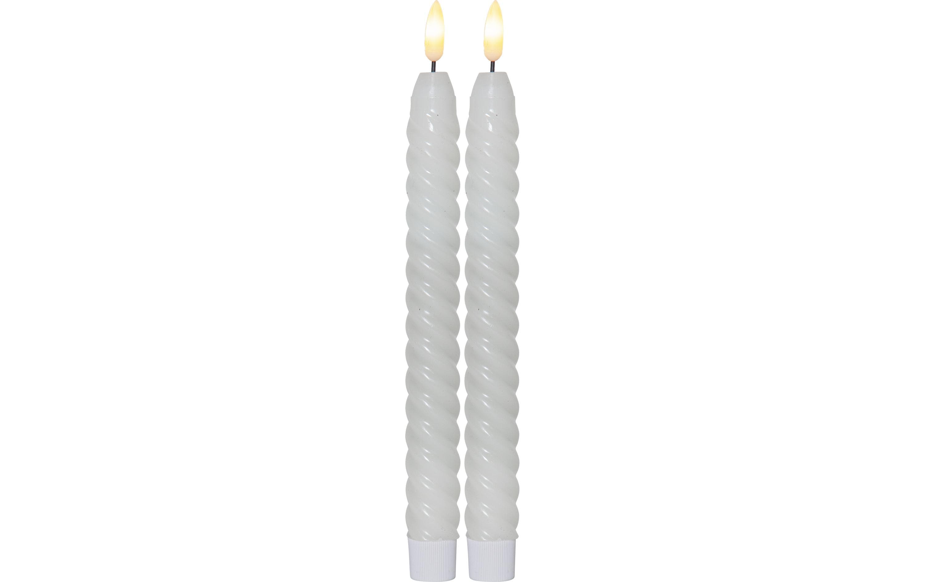 Star Trading LED-Stabkerzen Set Flamme Swirl, Ø 2.3 x 25 cm, Weiss, 2 Stk – LED-Stabkerze mit Timer von Star Trading