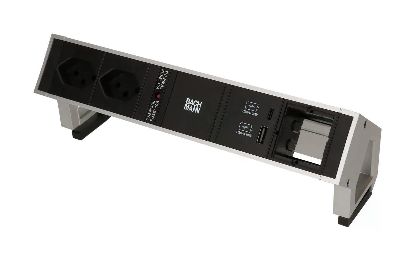 Bachmann Tischsteckdosenleiste DESK 2, 2x T13, 1x USB A/C, 1x Leer