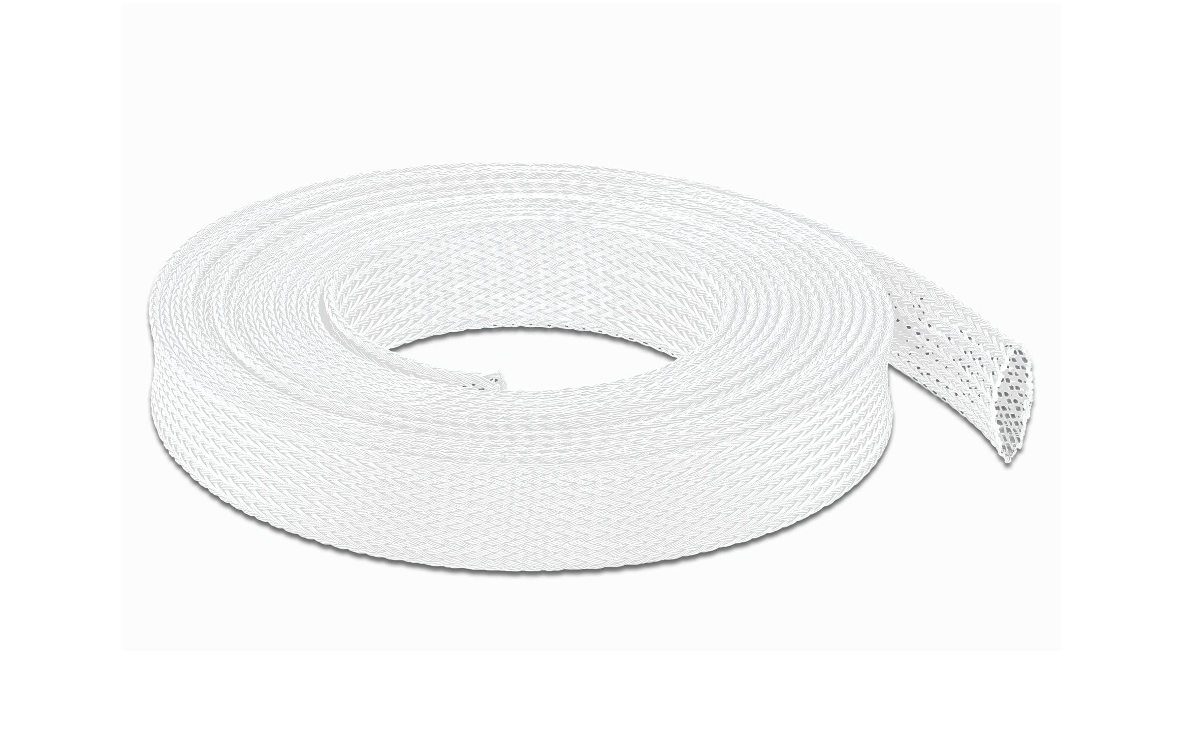 Delock Geflechtschlauch dehnbar 10 m x 19 mm Weiss – Kabelschlauch von Delock