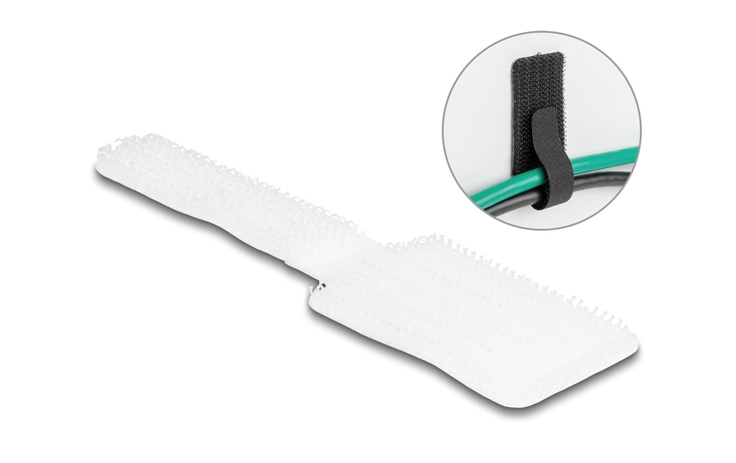 Delock Klettkabelbinder selbstklebend Weiss 90 mm x 24 mm – Klettkabelbinder von Delock