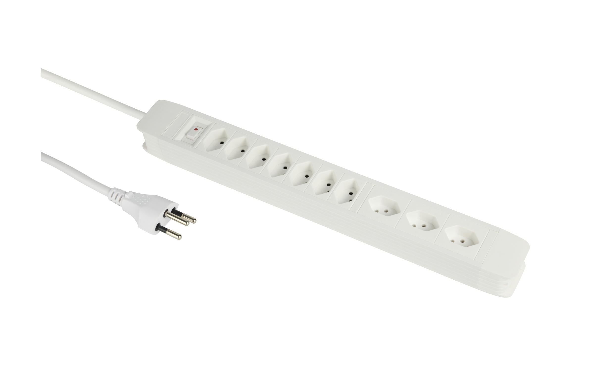 Schönenberger Steckdosenleiste 3 x horizontal / 7 x vertikal 5 m, Weiss