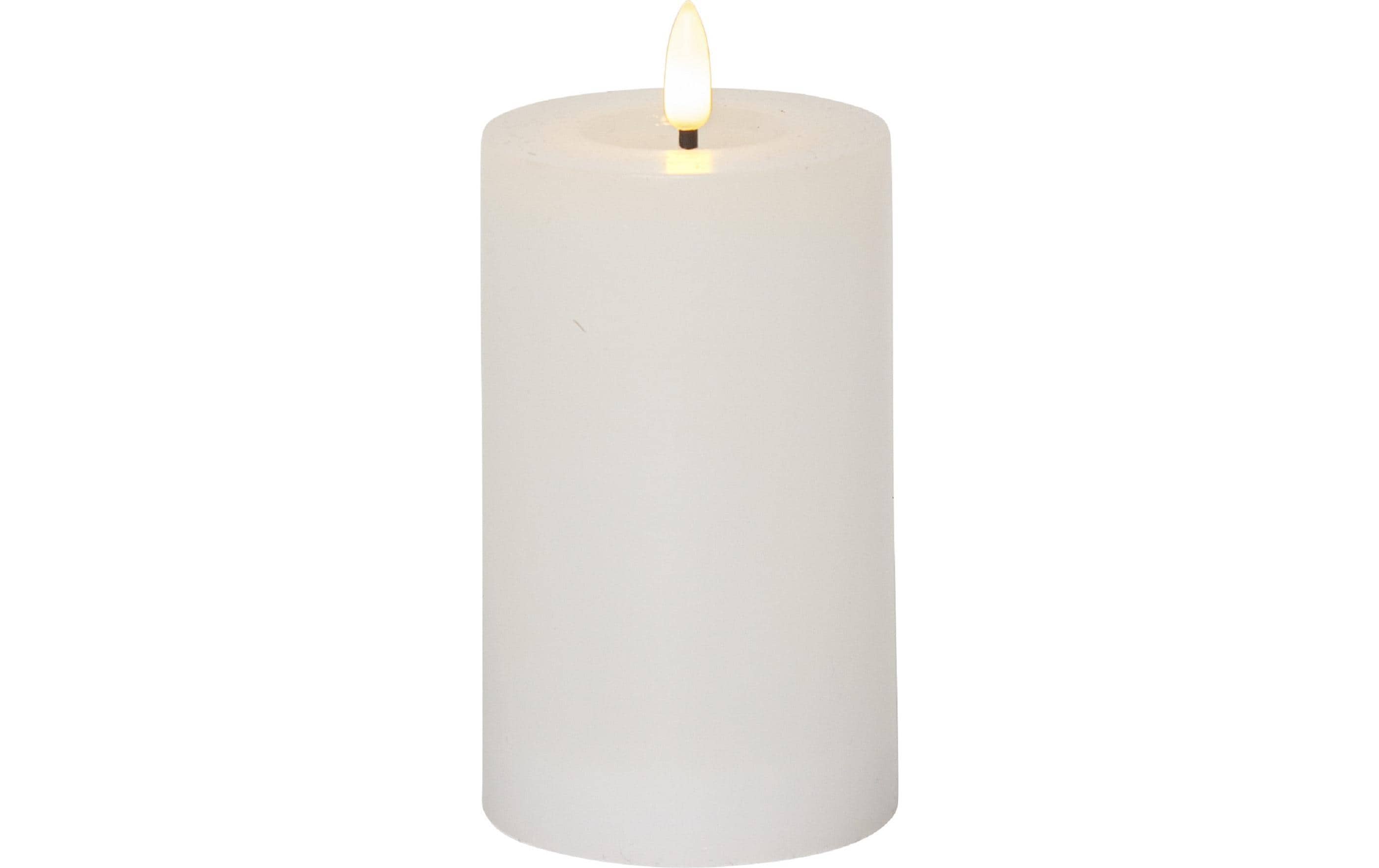 Star Trading LED-Kerze Flamme Flow, Ø 7.5 x 15 cm, Weiss – LED-Kerze mit Timer von Star Trading