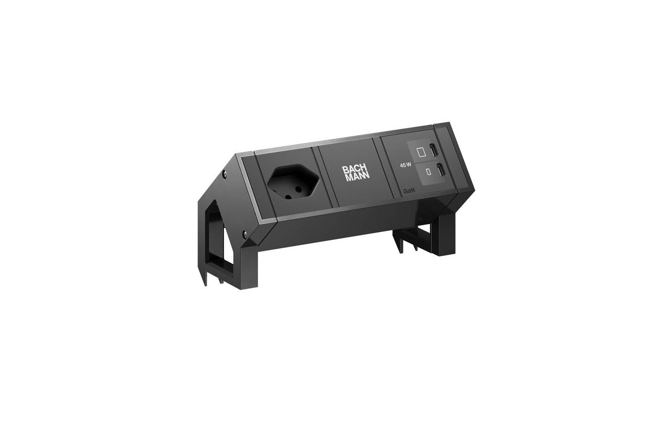 Bachmann Tischsteckdosenleiste DESK2 1xT13 1xUSB C/C 45W 0.2m RAL9005 – Tischsteckdosenleiste von Bachmann