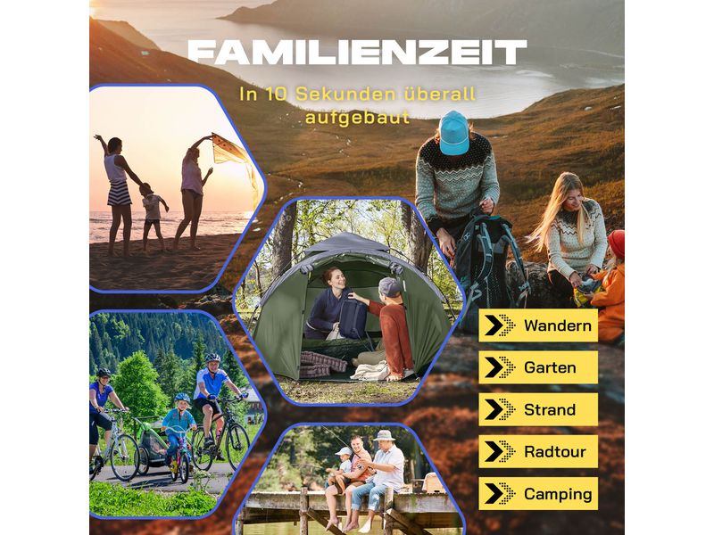 Where Tomorrow 3 Personen Zelt Grün Pop Up