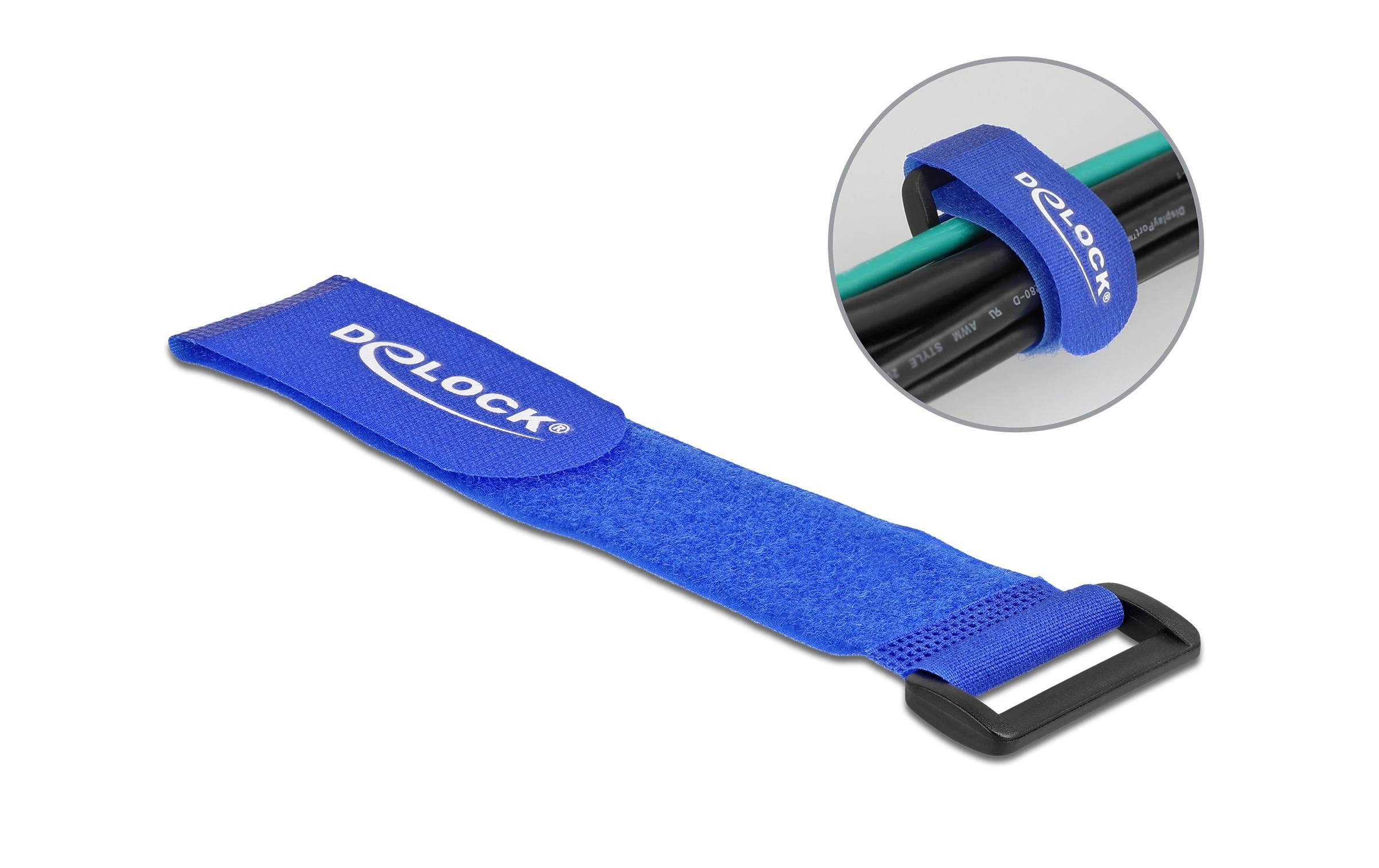 Delock Klettkabelbinder Blau 280 mm x 38 mm 3 Stück – Klettkabelbinder von Delock