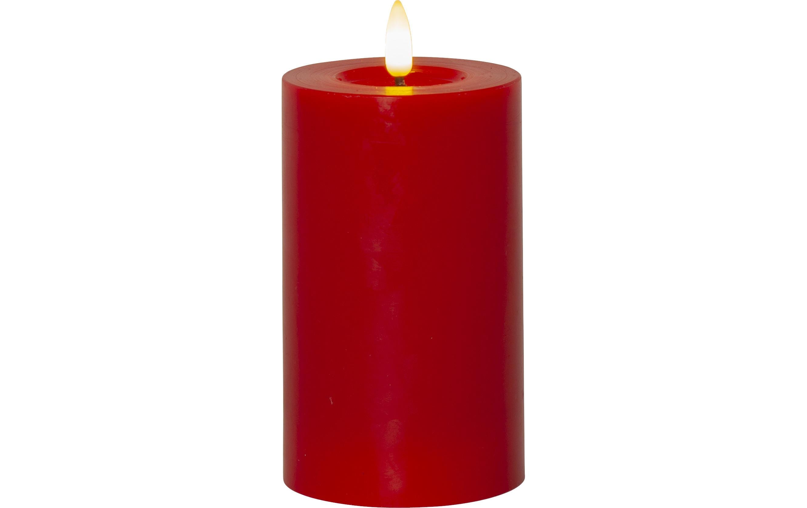 Star Trading LED-Kerze Pillar Flamme Flow Indoor, Rot, 15 cm Höhe – LED-Kerze mit Timer von Star Trading