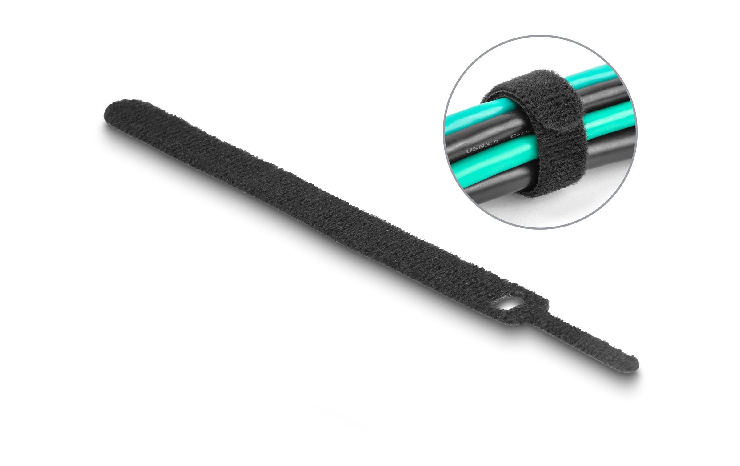 Delock Klettkabelbinder Schwarz 150 mm x 12 mm, 10 Stück – Klettkabelbinder von Delock