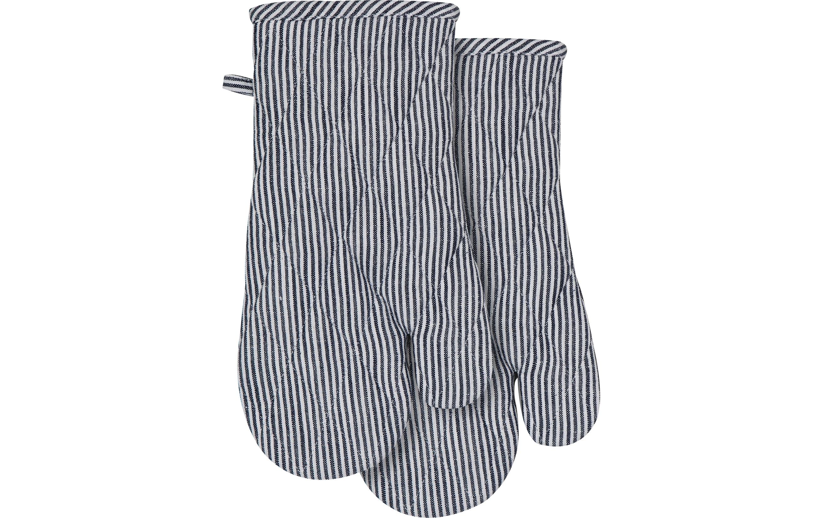 Ladelle Ofenhandschuh Lina Stripe 2 Stück, Blau/Weiss
