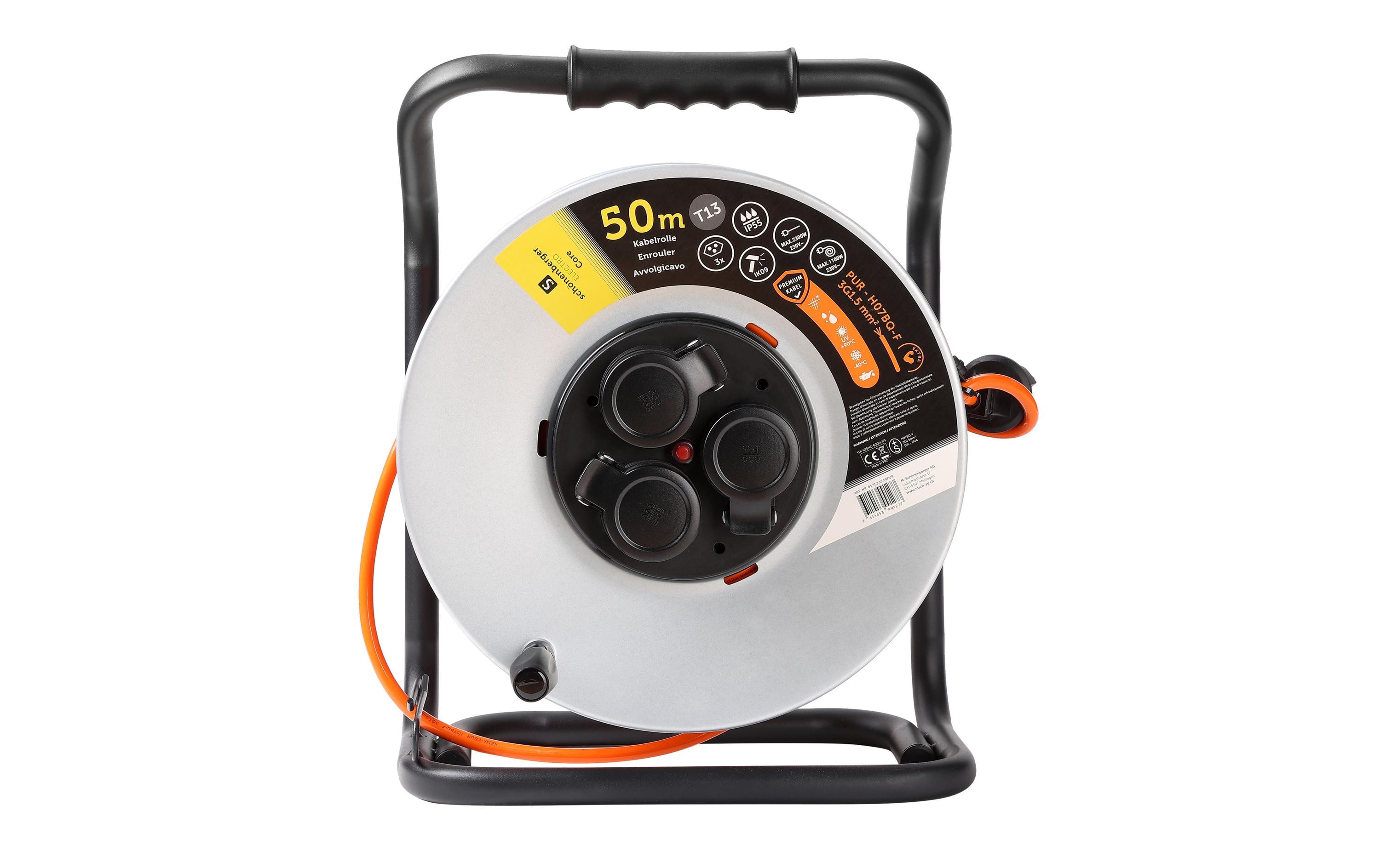 Schönenberger Kabelrolle Metall T13 IP55 50m 3 x T13 – Kabelrolle von Schönenberger