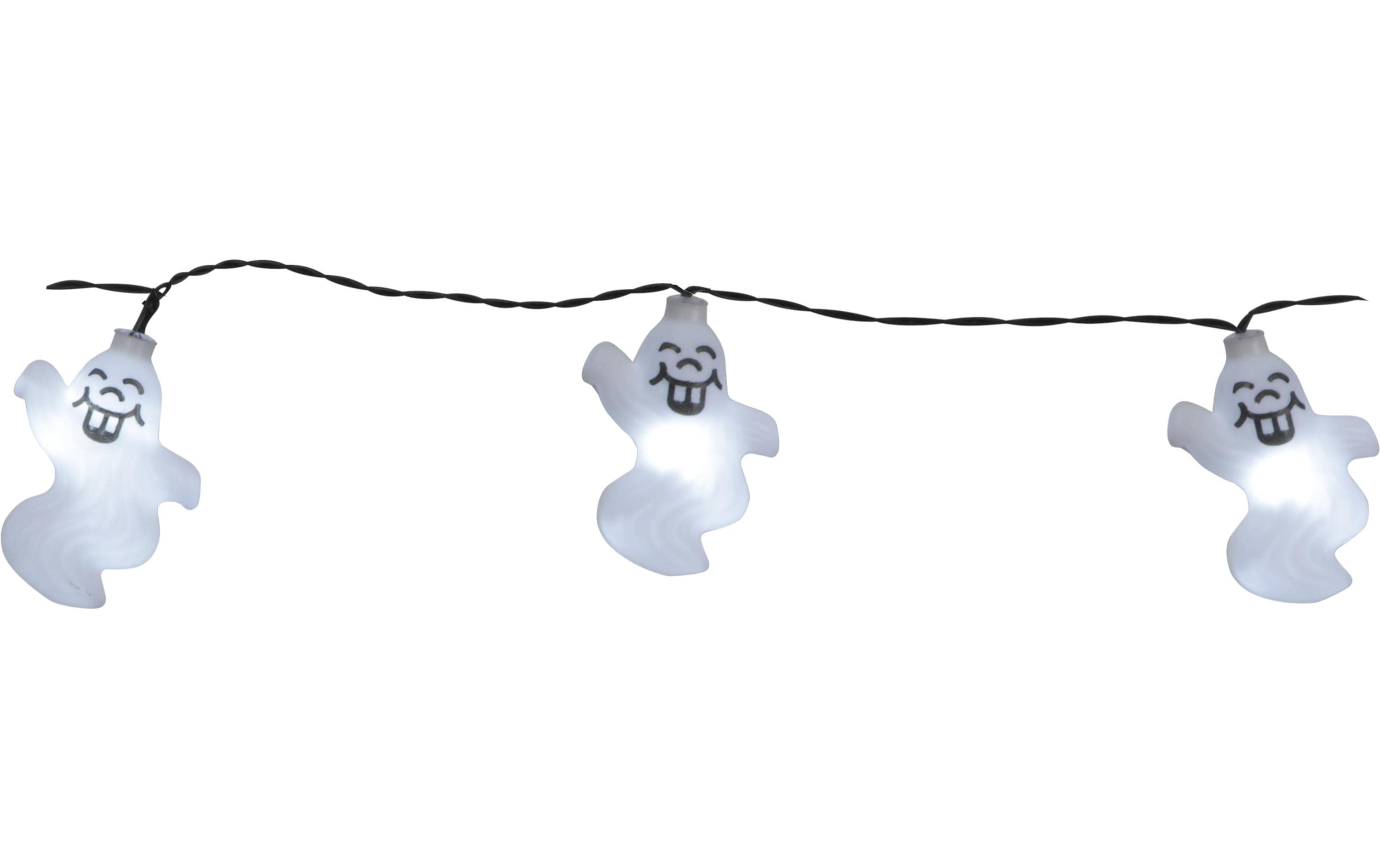 Star Trading Lichterkette Halloween Ghosts 210 cm, Weiss – Lichterkette batteriebetrieben von Star Trading