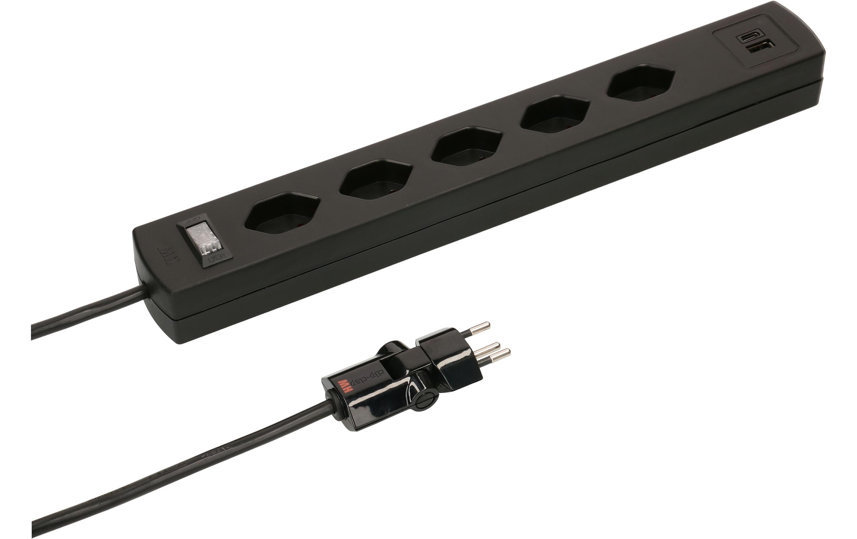 Max Hauri Steckdosenleiste SafetyLine 5x T13 mit USB A C, schwarz – Steckerleiste von Max Hauri