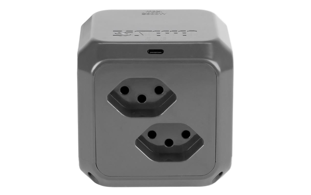 STEFFEN Steckdosenwürfel CUBE 8x T13 + 1x USB-C PD 18 W, Anthrazit – Steckerleiste von STEFFEN