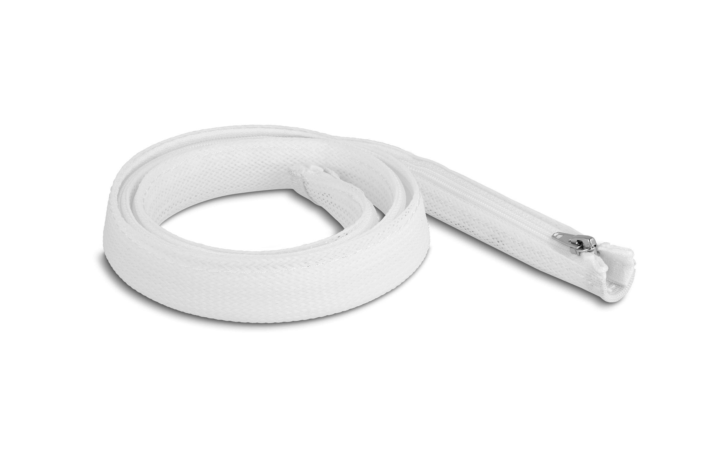 Delock Geflechtschlauch mit Reissverschluss 1 m x 20 mm Weiss – Kabelschlauch von Delock
