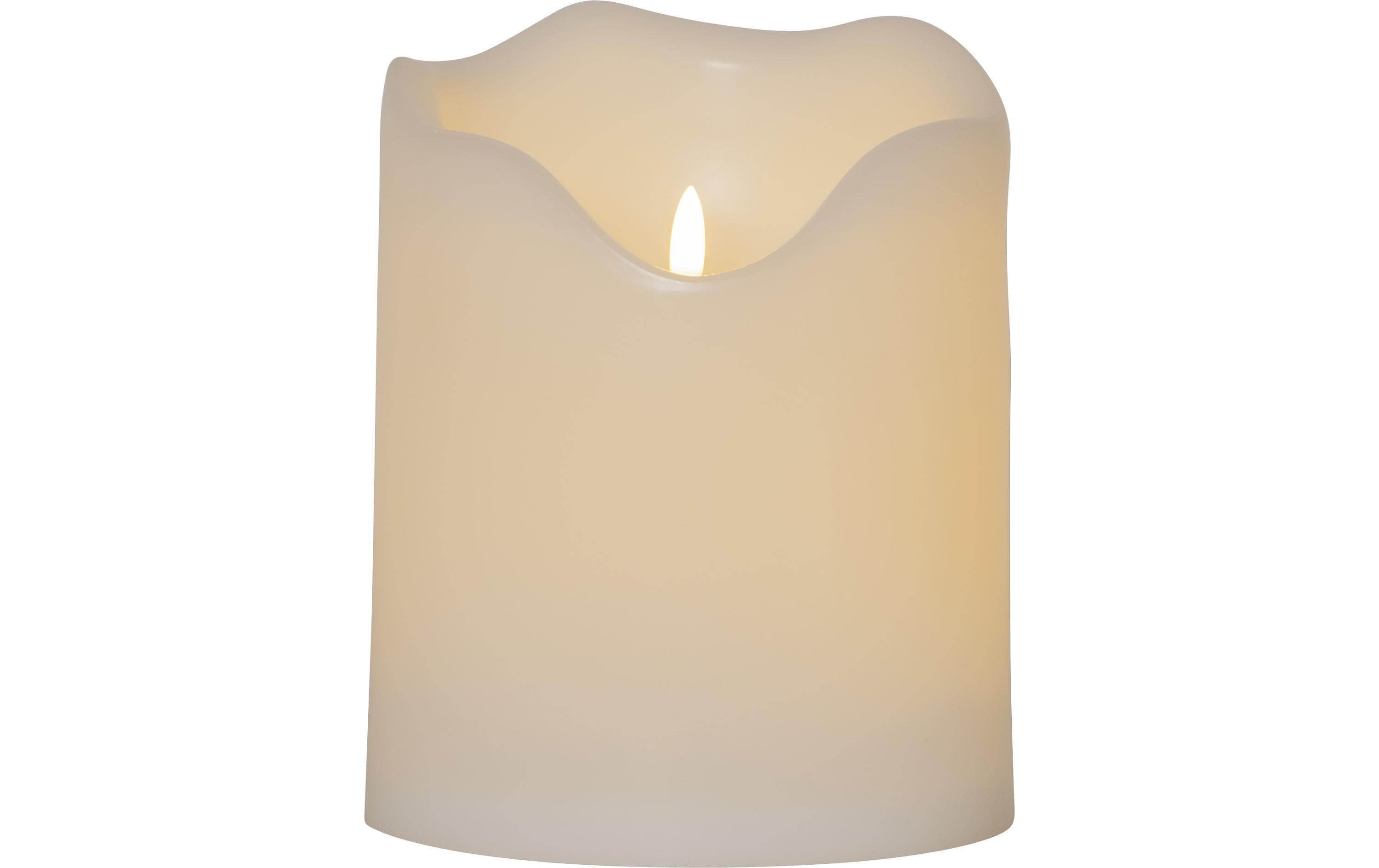 Star Trading LED-Kerze Pillar Flamme Grand Ø 16 x 20 cm, Weiss – LED-Kerze mit Timer für aussen von Star Trading