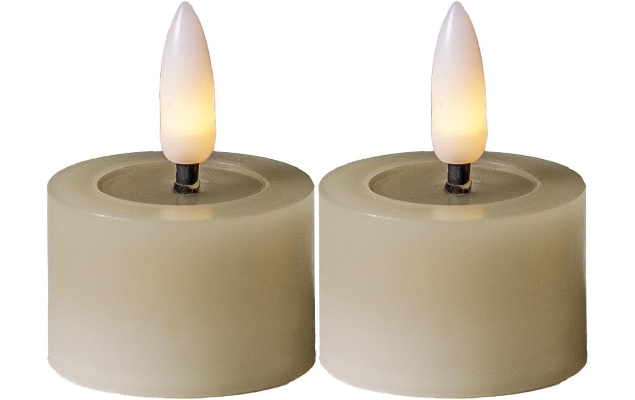 Star Trading LED Teelichter Set 2 Pack Flow 5 cm – Beige – LED-Teelichter mit Timer von Star Trading