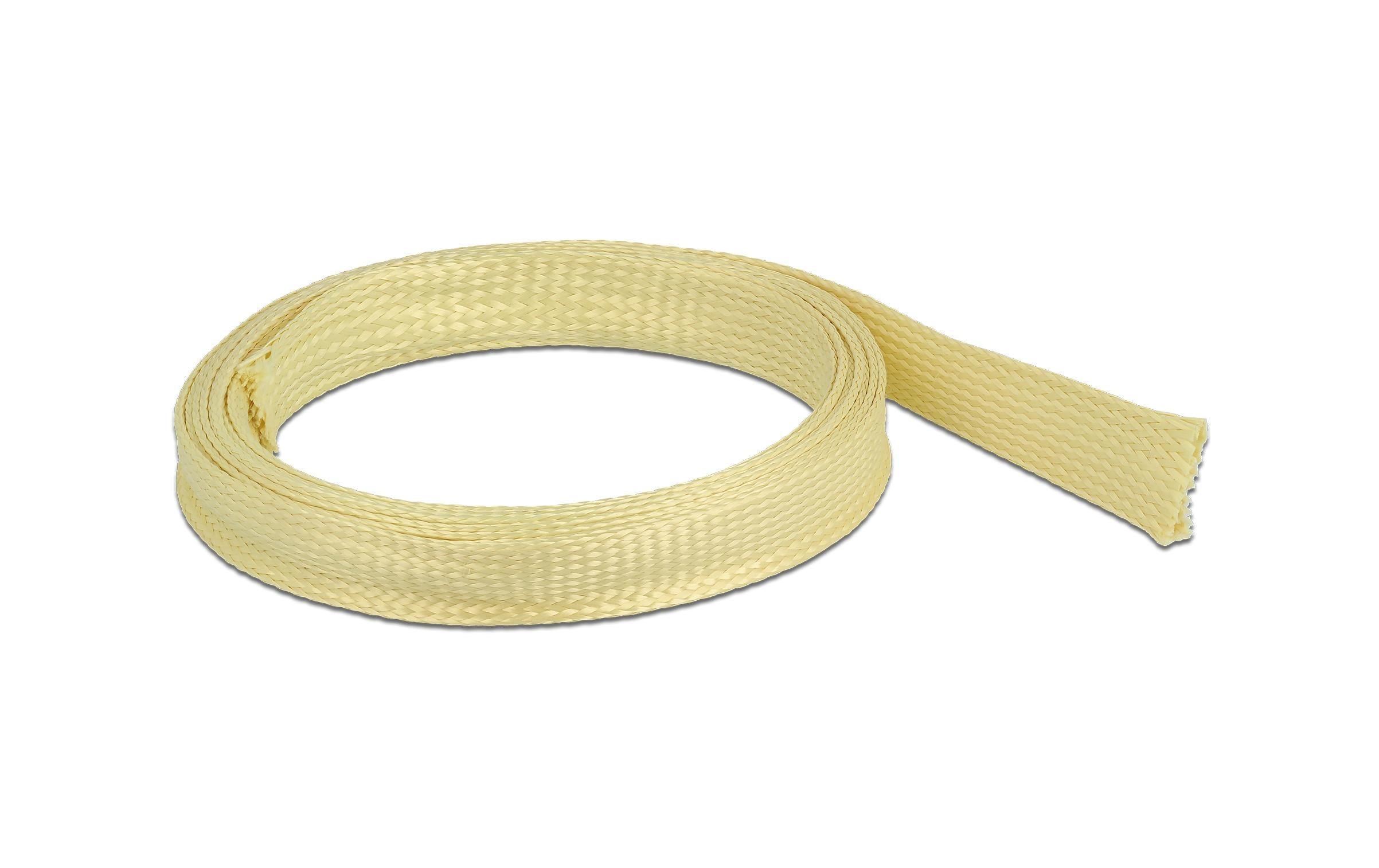 Delock Geflechtschlauch aus Aramid Fasern 2 m x 15 mm Gelb – Kabelschlauch von Delock