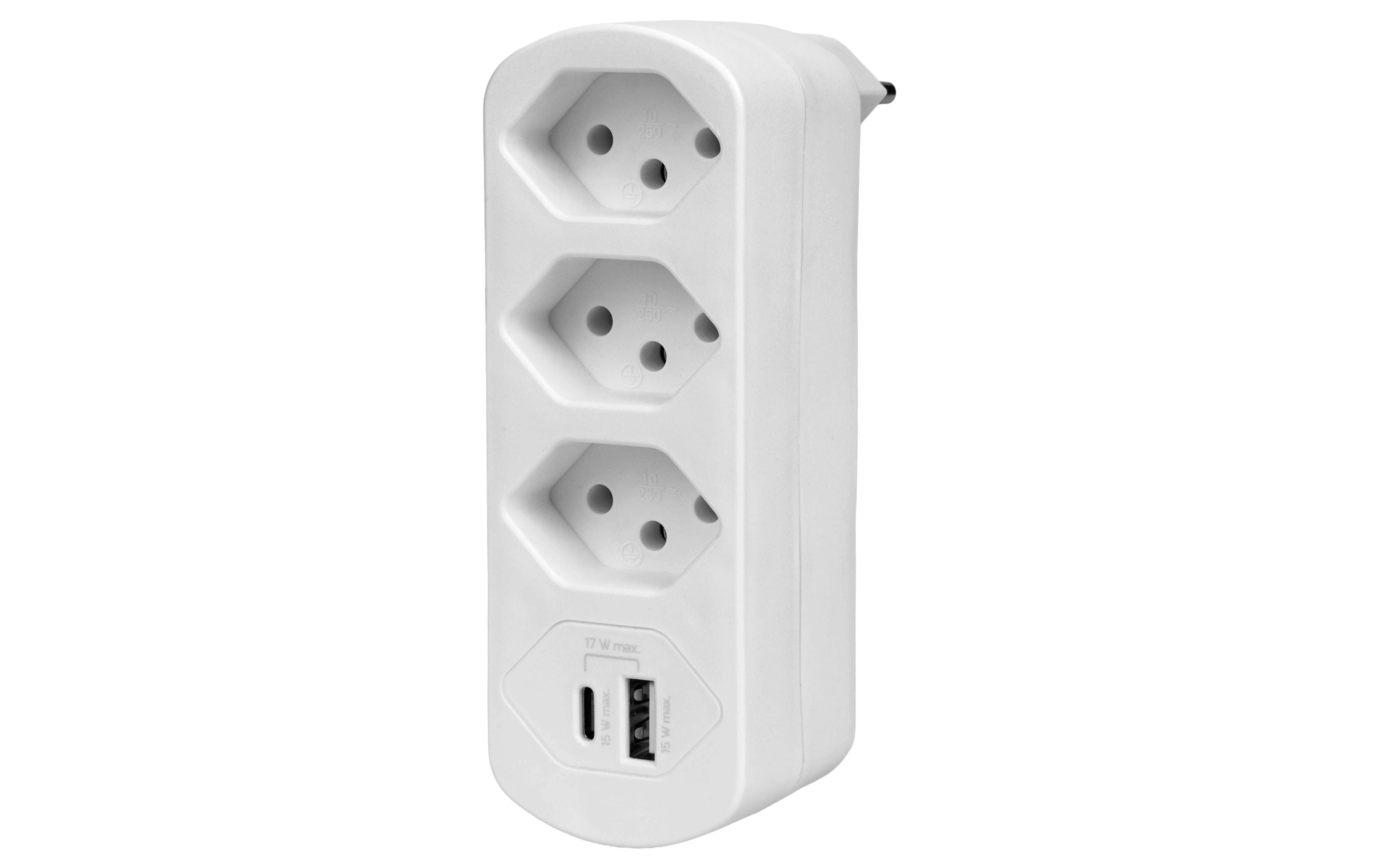 FURBER.power Mehrfachstecker Flexo 3 x T13, USB-A, USB-C, drehbar – Mehrfachstecker von FURBER.power