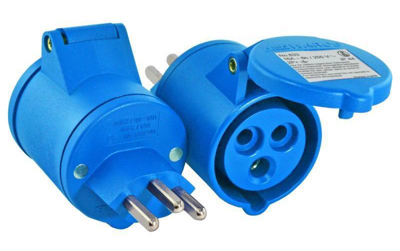 Elektromaterial Adapterstecker T23 auf CEE16/3 – CEE-Stecker 16/3 von Elektromaterial