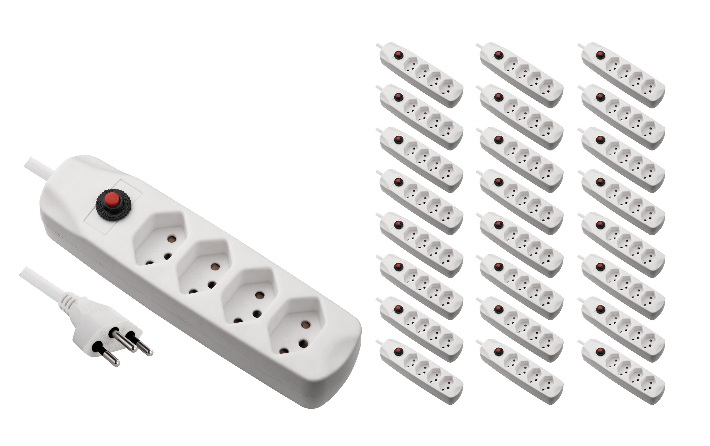FURBER.power Steckdosenleiste mit Überlastschutz 4x T13, 25 Stück, Weiss – Steckerleiste von FURBER.power