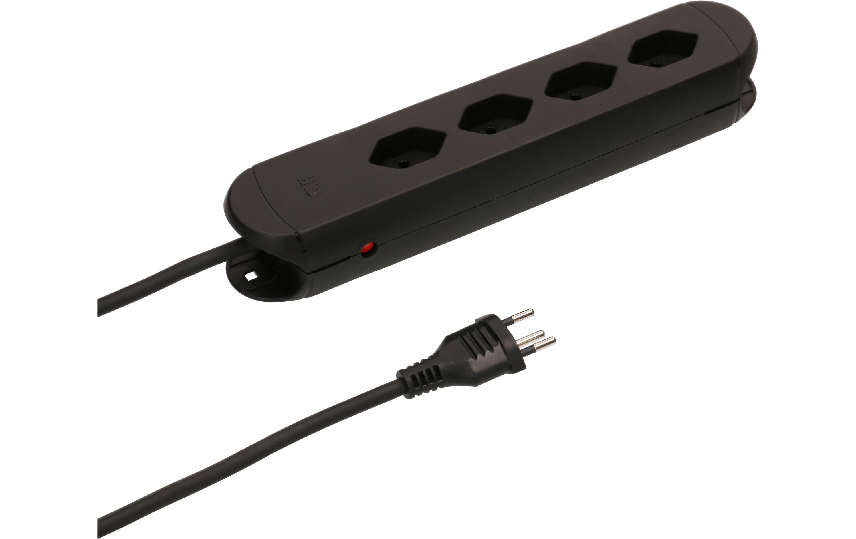 Max Hauri Steckdosenleiste Construct Line 4x T13, Schwarz – Steckerleiste von Max Hauri