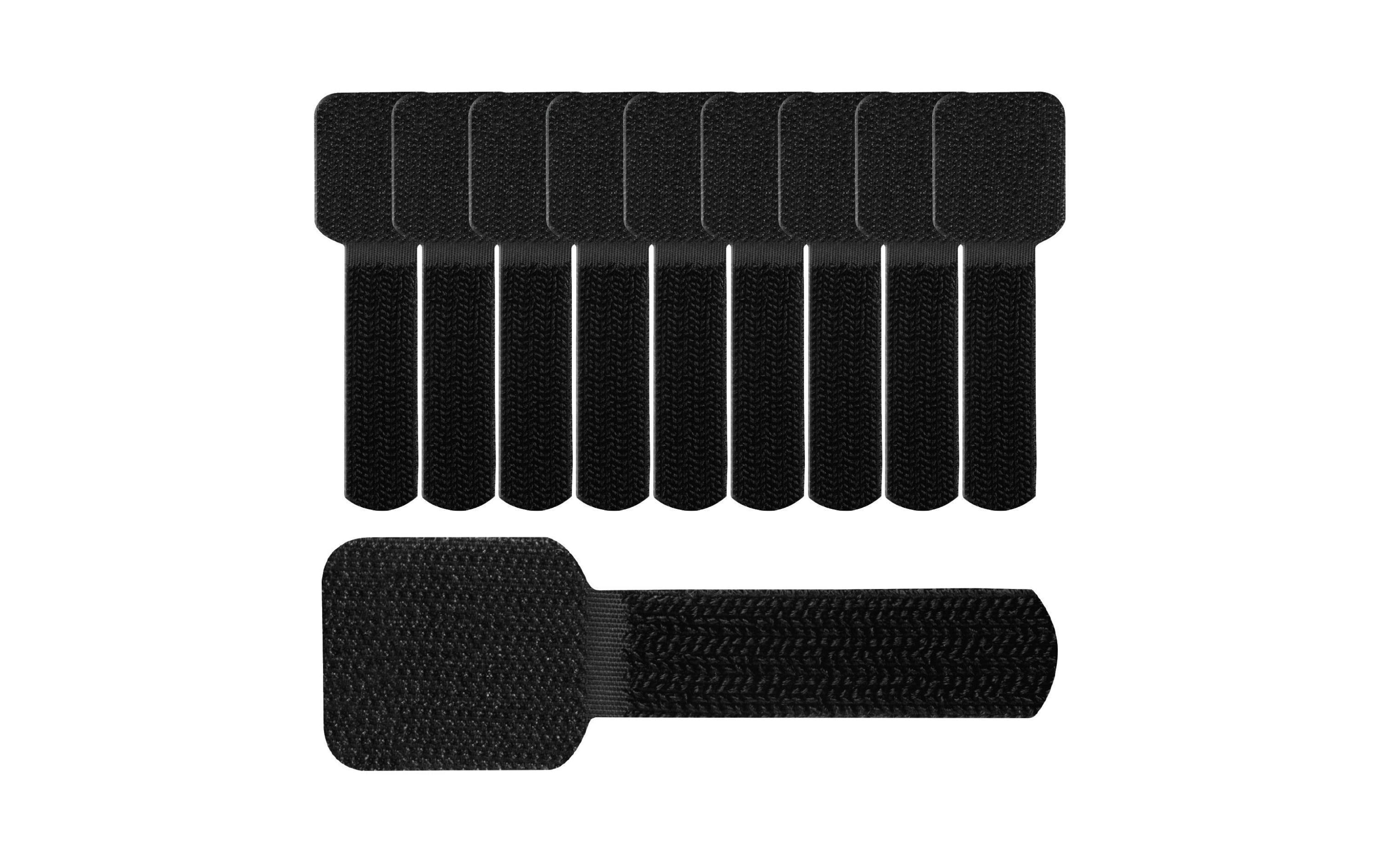 Label-the-cable Klettkabelhalter WALL STRAPS 3 x 9 cm Schwarz, 10 Stück – Klettkabelbinder von Label-the-cable