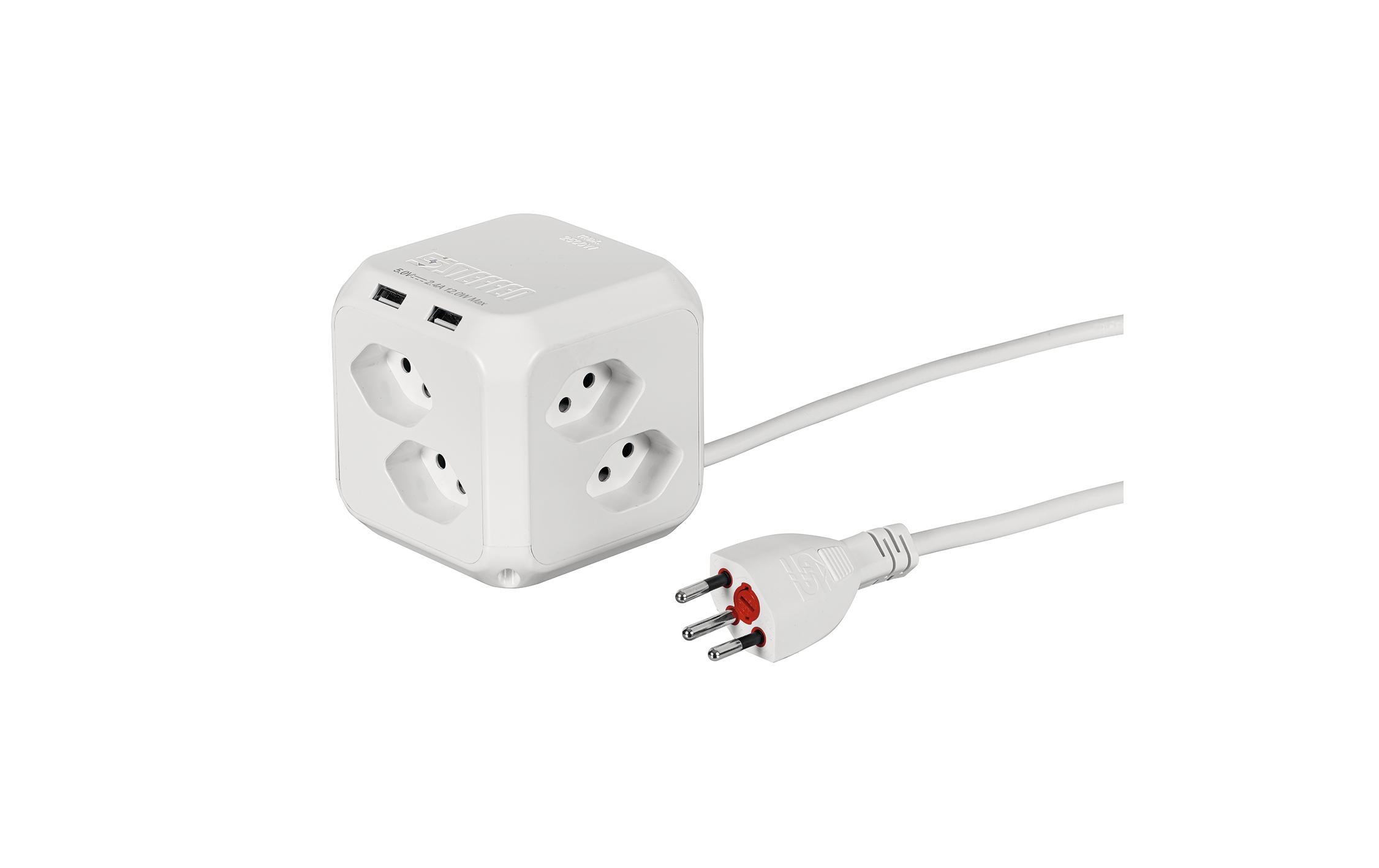 STEFFEN Stromverteiler CUBE 8x T13 2x USB-A