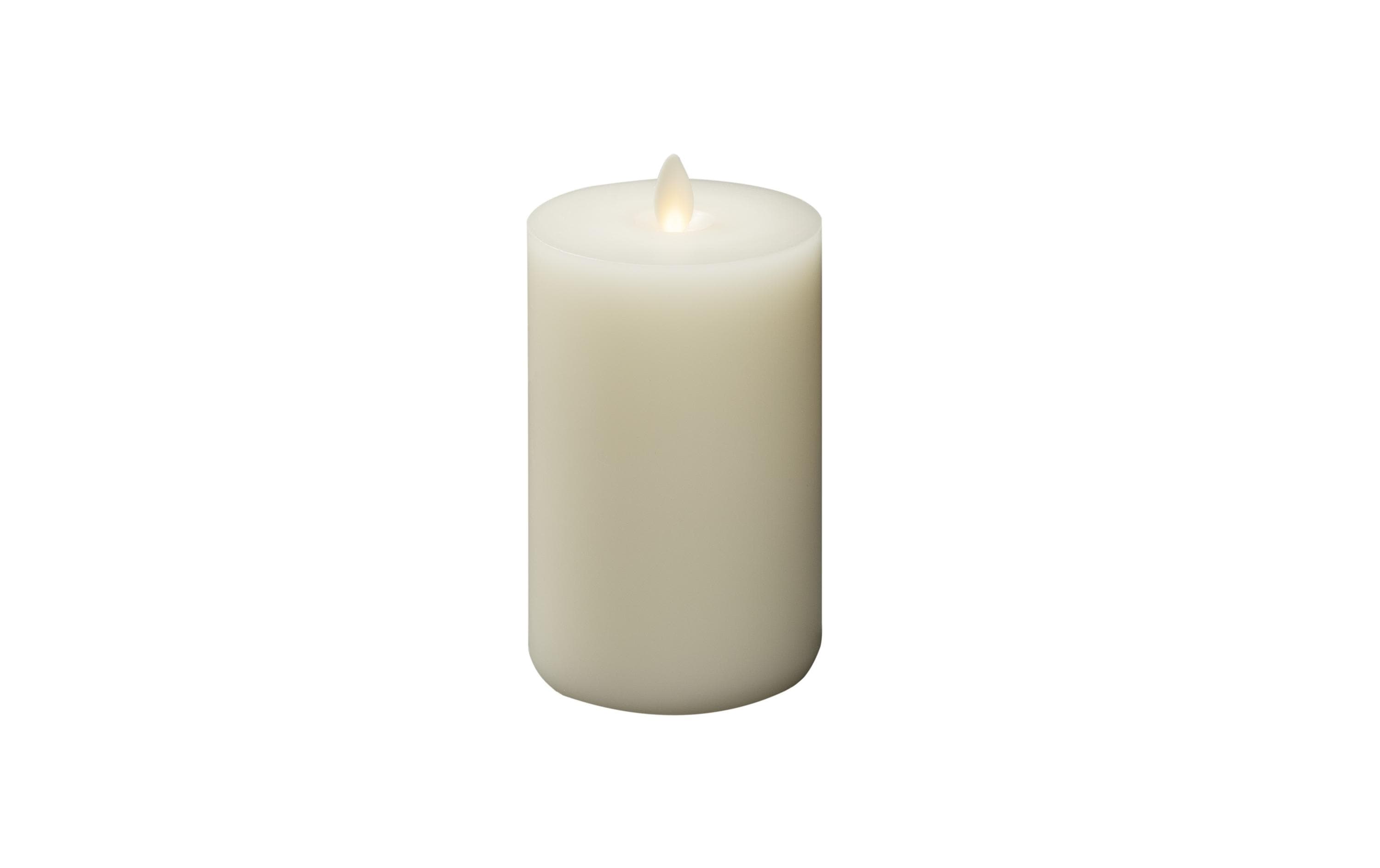 Konstsmide Echtwachskerze, 8 cm x 10 cm, Cremeweiss – LED-Kerze mit Timer von Konstsmide