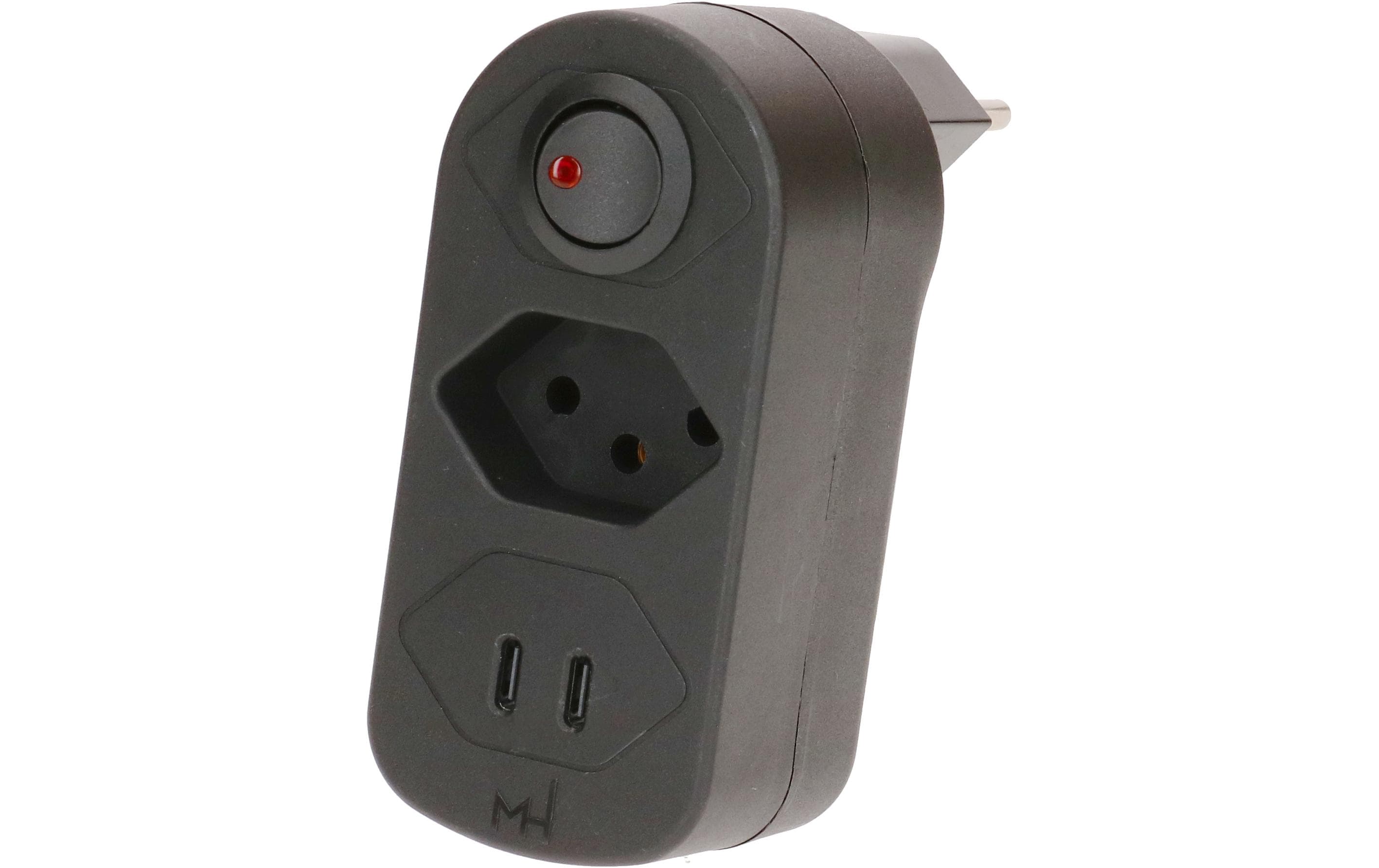 Max Hauri Mehrfachstecker Adapt 1x Typ 13, 2x USB-C/C, 20 W – Zwischenstecker von Max Hauri
