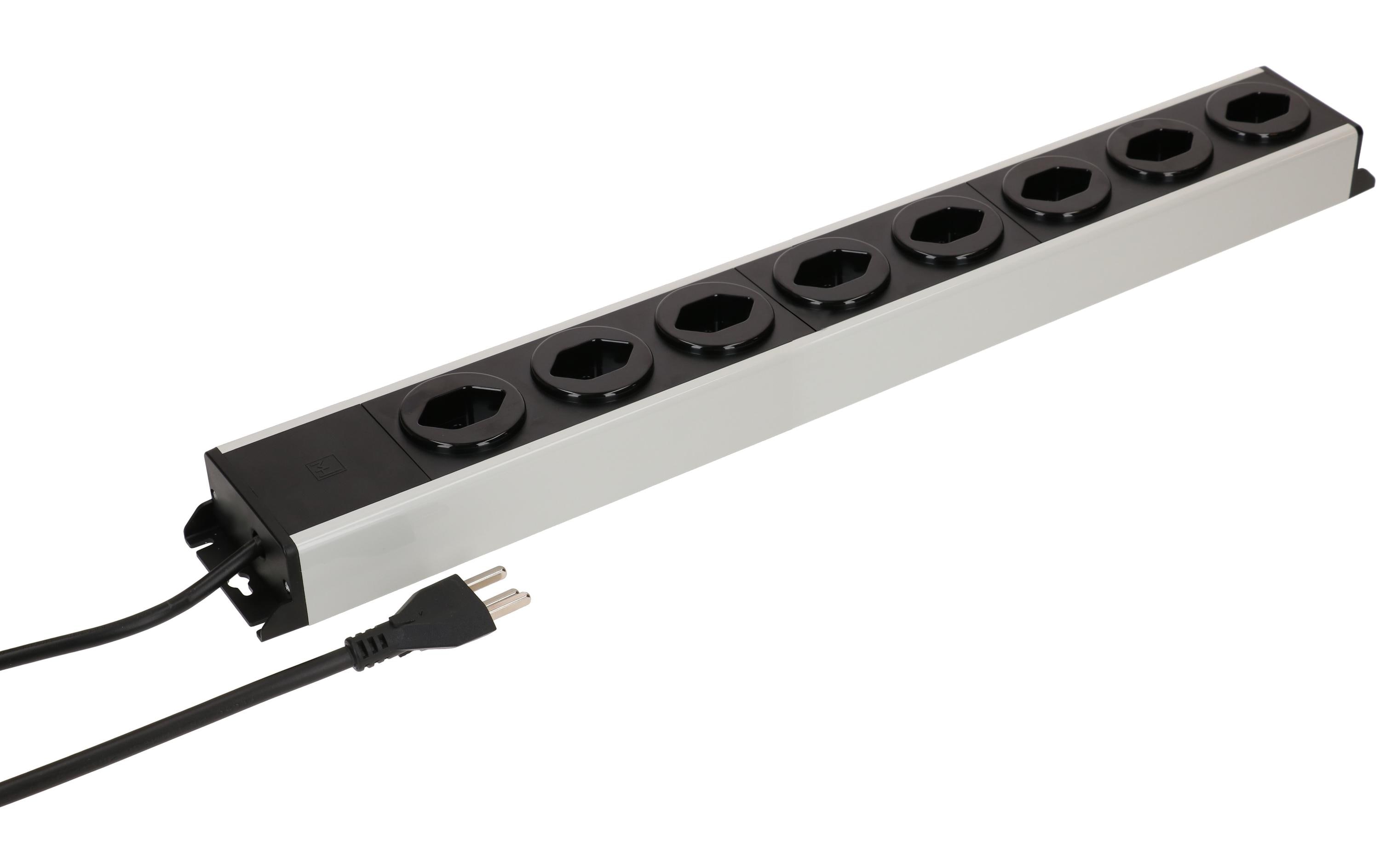 Max Hauri Steckdosenleiste Power Line 8x Typ 23 Grau/Schwarz – Industrie-Steckerleiste von Max Hauri
