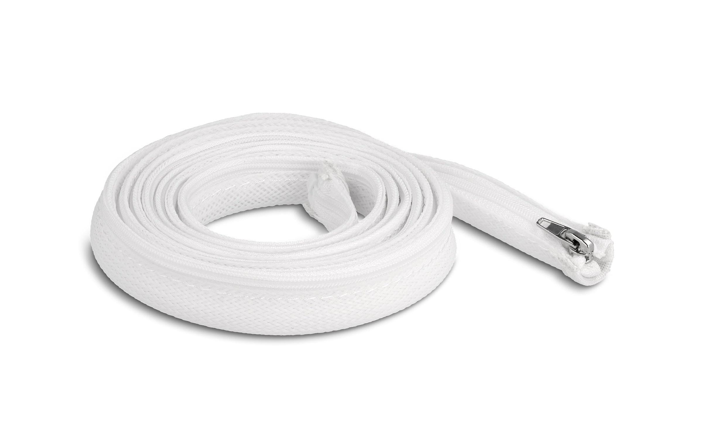 Delock Geflechtschlauch mit Reissverschluss 2 m x 20 mm Weiss – Kabelschlauch von Delock