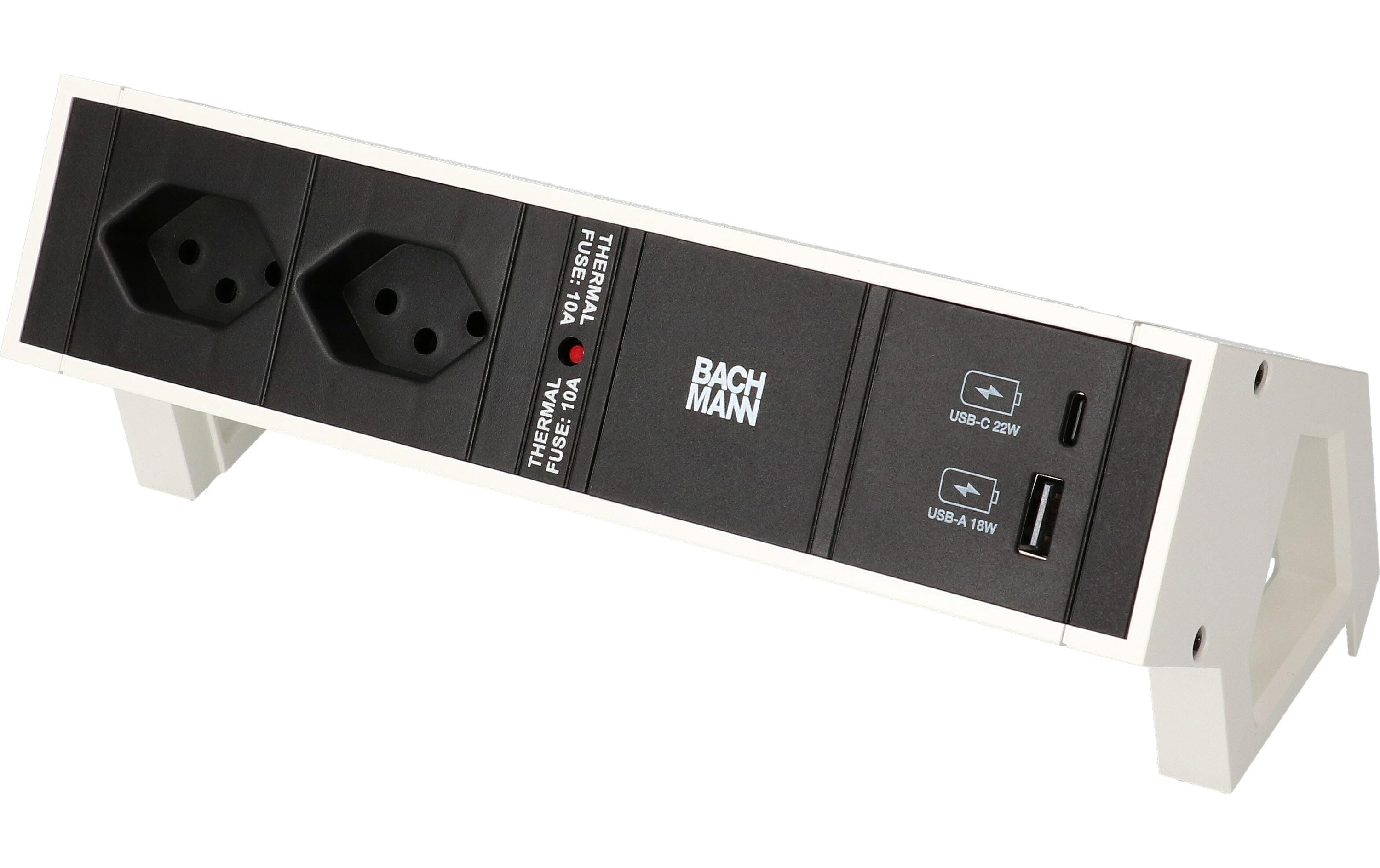 Bachmann Tischsteckdosenleiste DESK 2, 2x T13, 1x USB A/C – Tischsteckdosenleiste von Bachmann