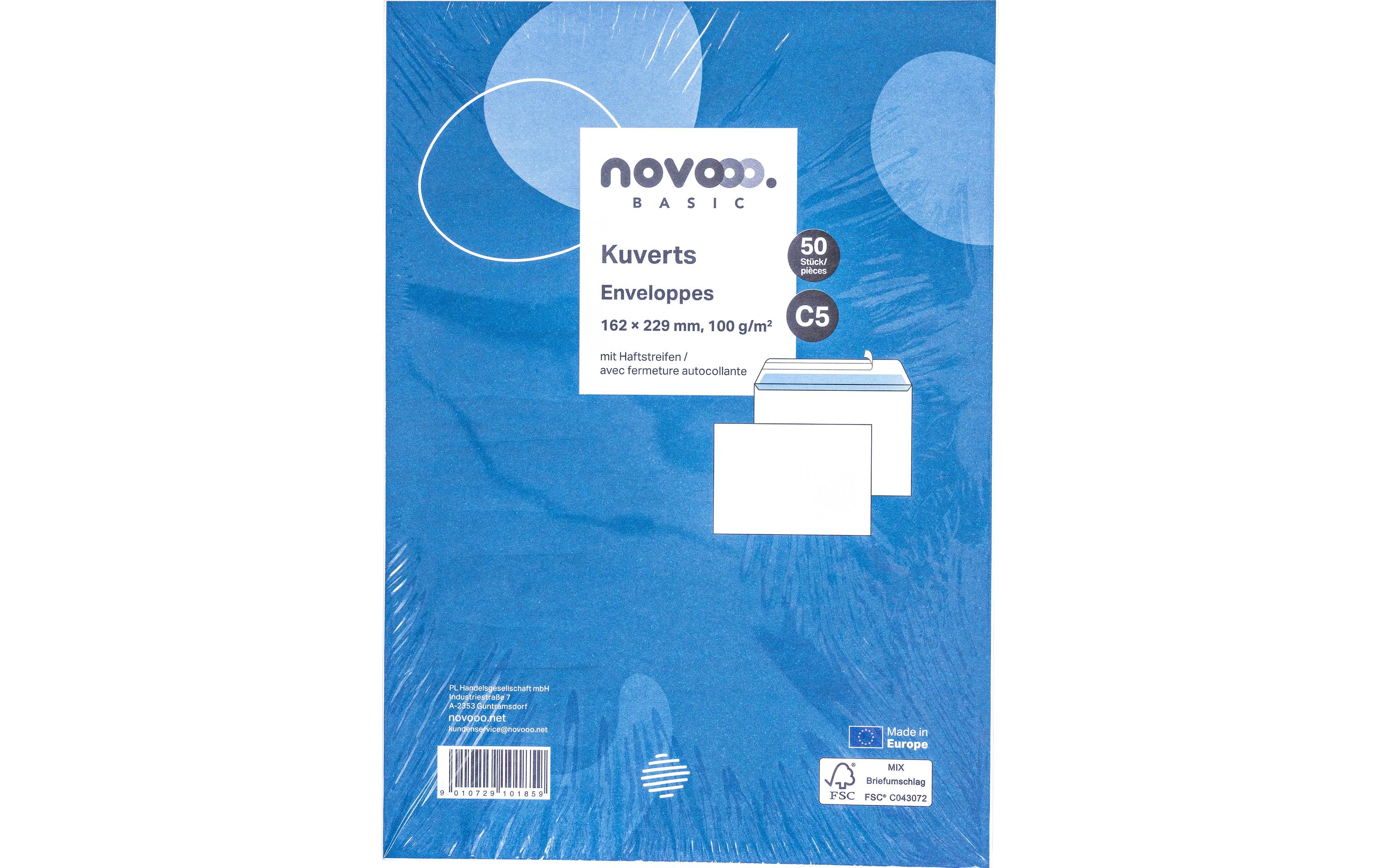 novooo. Couvert o/Fenster C5 Weiss, 50 Stück – Couvert von novooo.